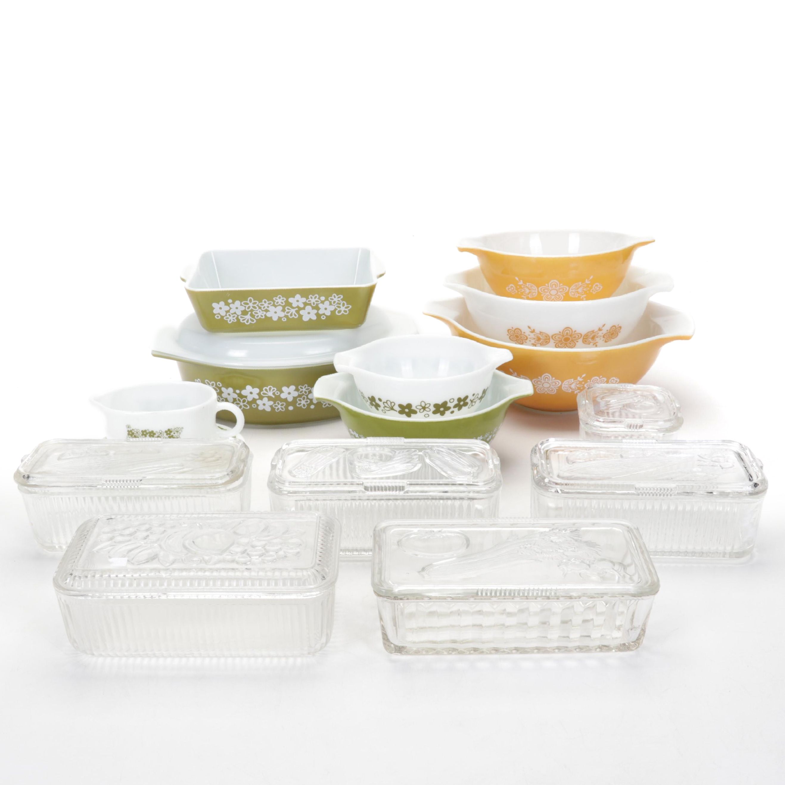 Pyrex "Spring Blossom", "Butterfly Gold", and Other Glass Kitchenware