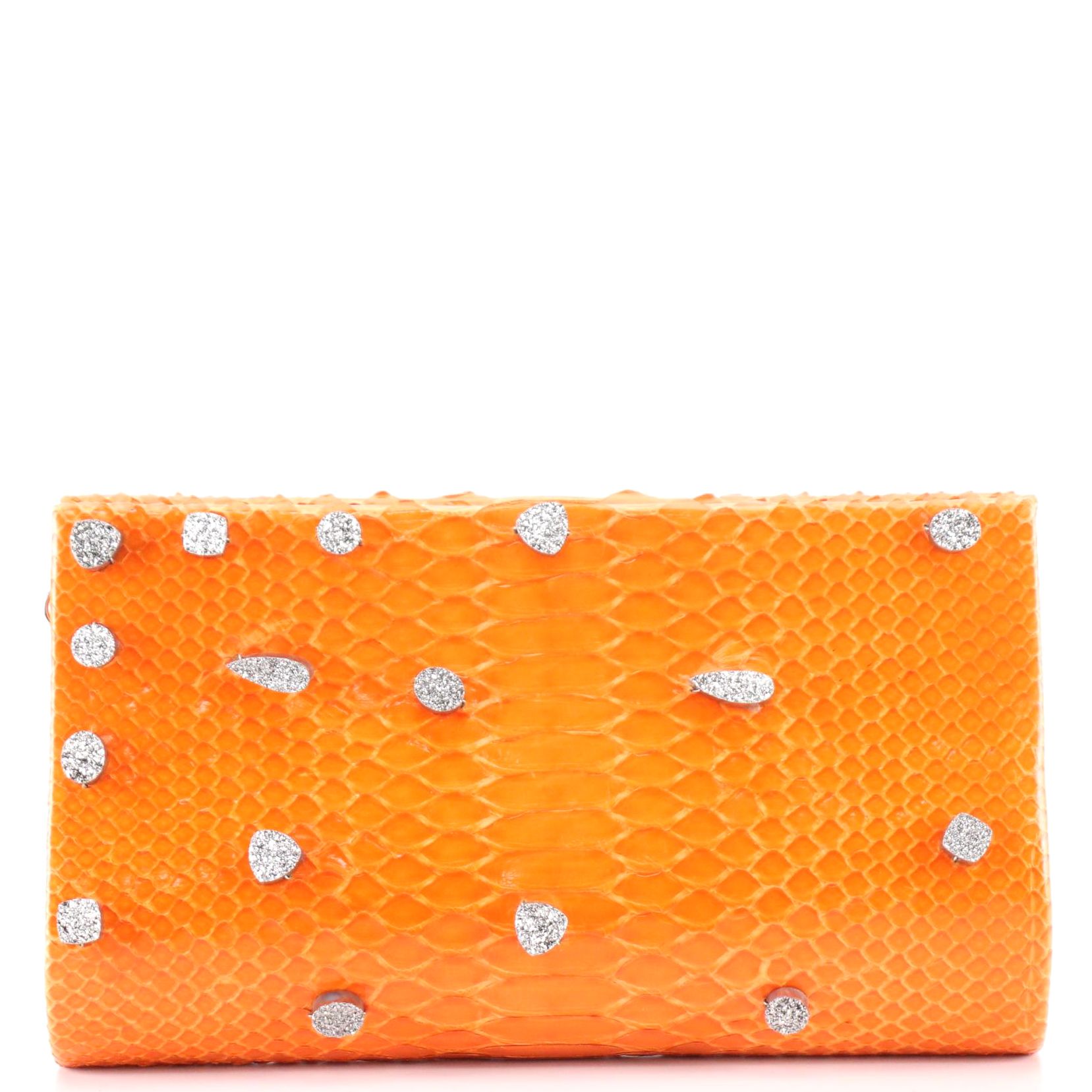 Paige Gamble Drusy Embellished Python Clutch with Detachable Shoulder Strap