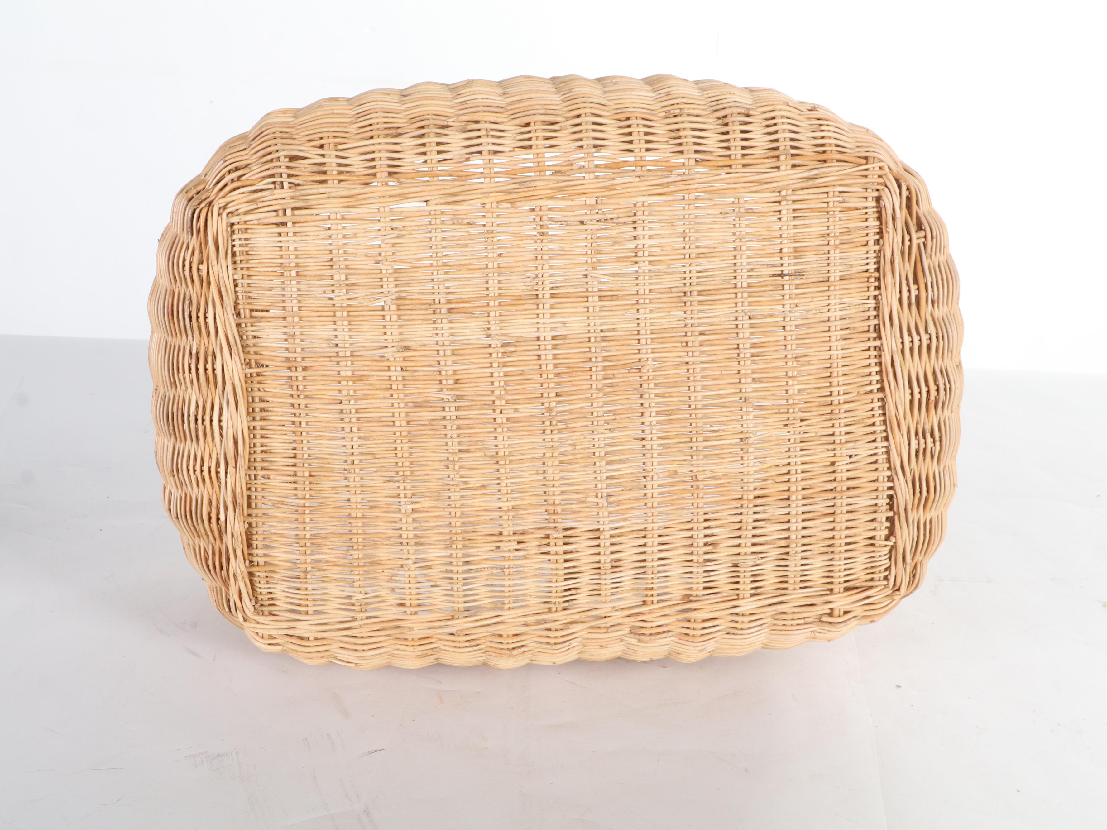 Serena & Lily Rattan Scallop Edge Lidded Baskets