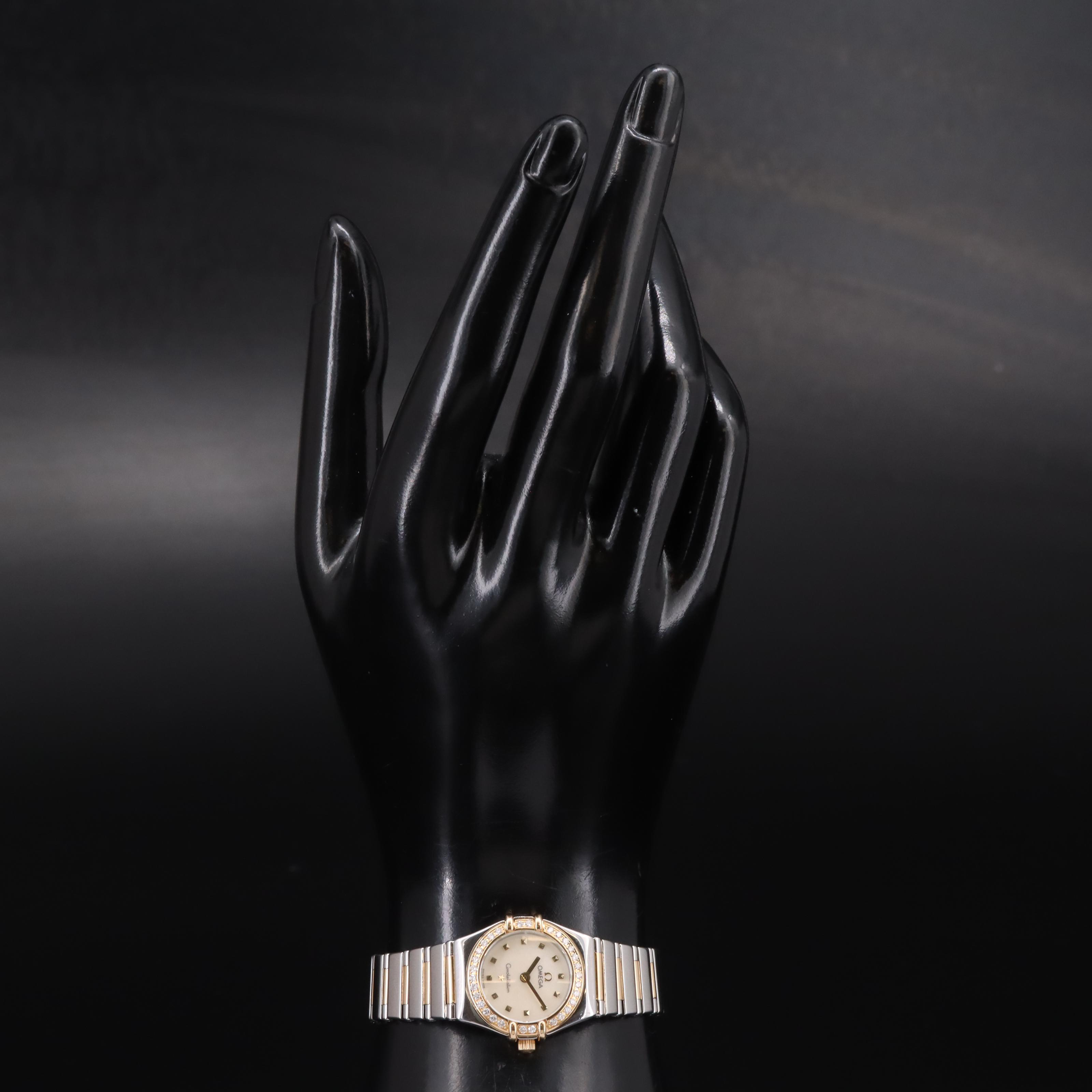 Omega Constellation 18K Gold Steel Diamonds and Mother-of-Pearl Dial Watch