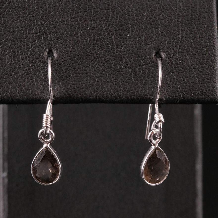 Sterling Mini Smoky Quartz Drop Earrings