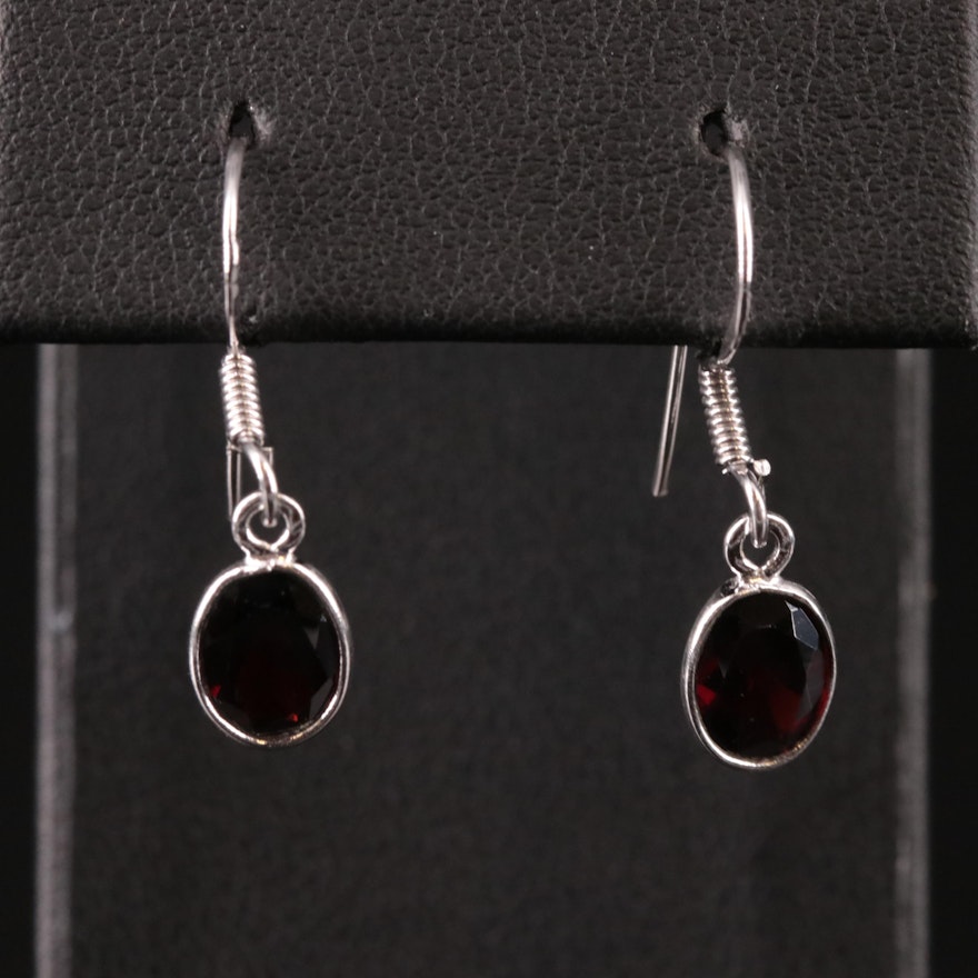 Sterling Garnet Drop Earrings