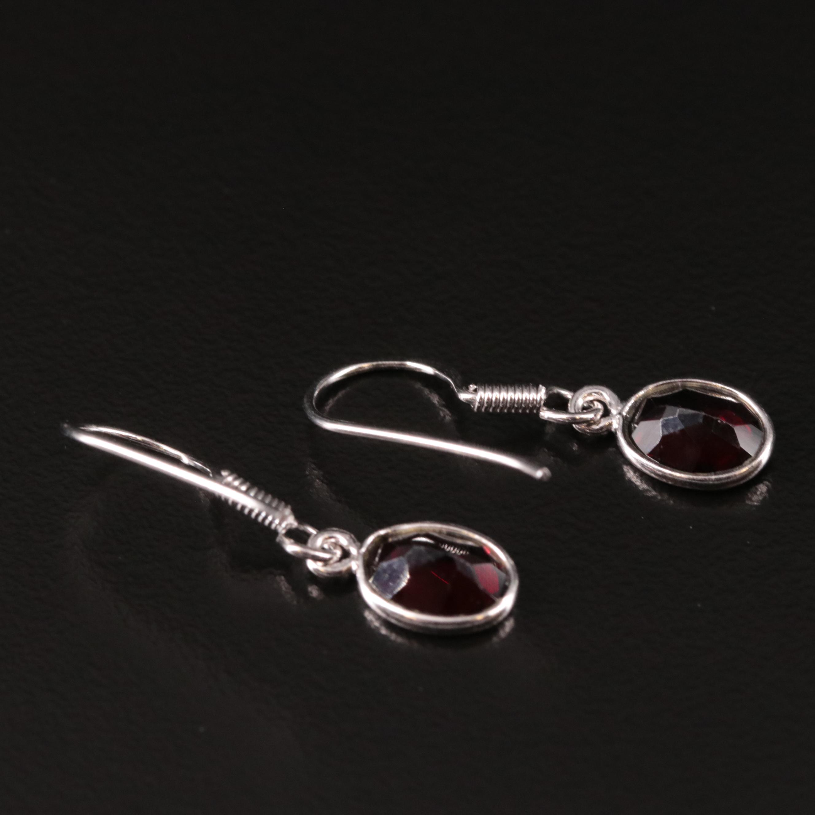 Sterling Garnet Drop Earrings