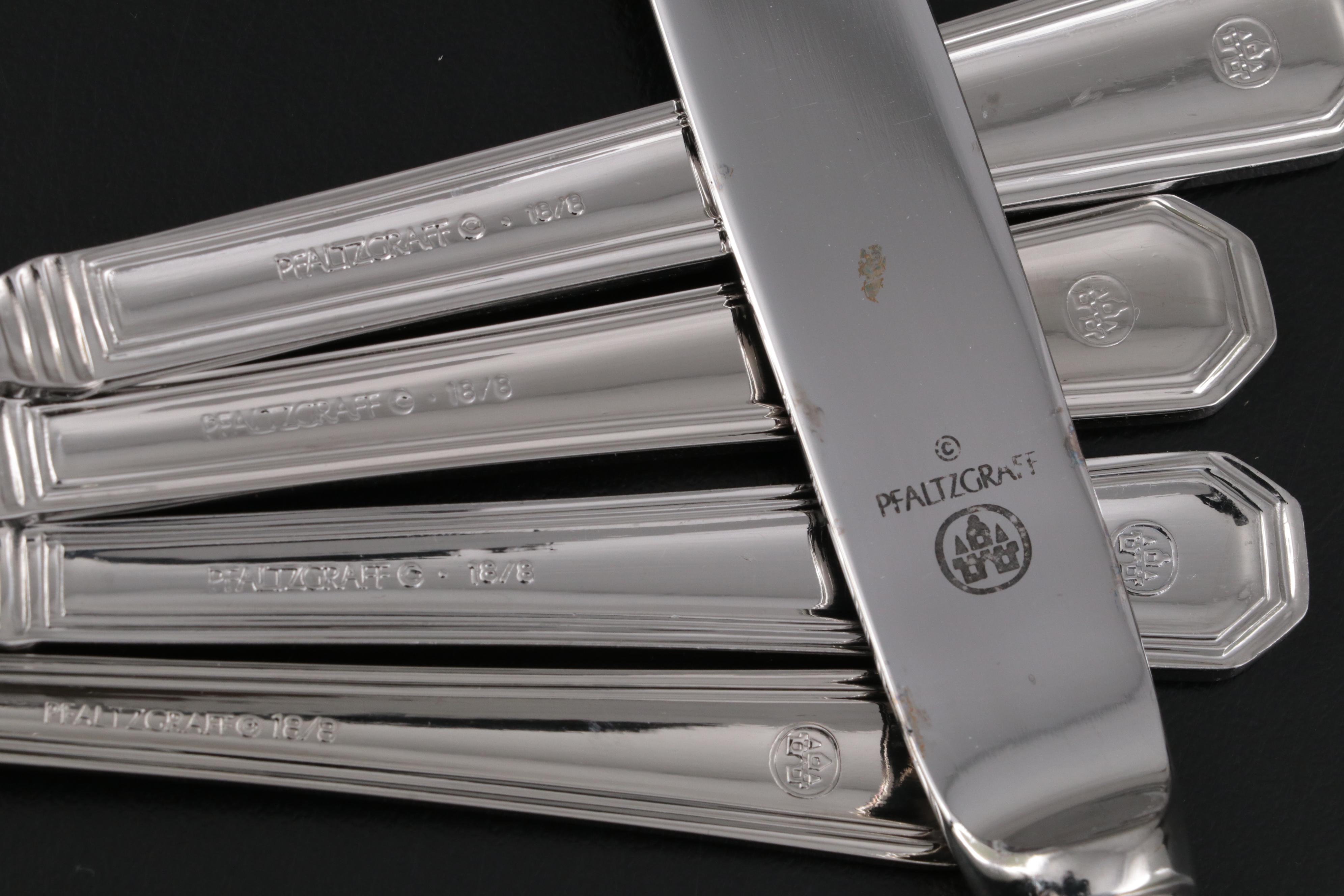 Pfaltzgraff "Providence" Stainless Steel Flatware with Teak Wood Serving Bowl