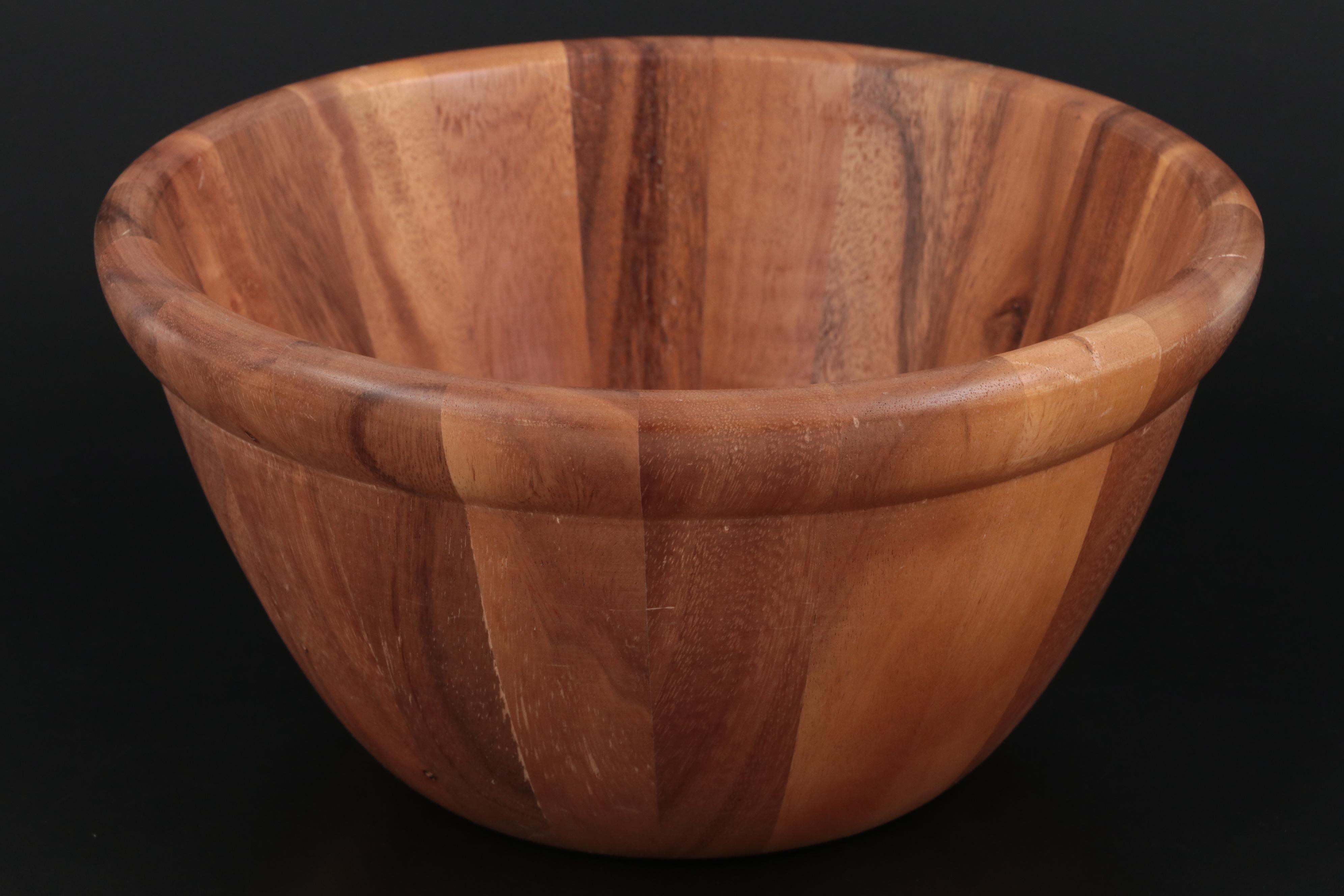 Pfaltzgraff "Providence" Stainless Steel Flatware with Teak Wood Serving Bowl