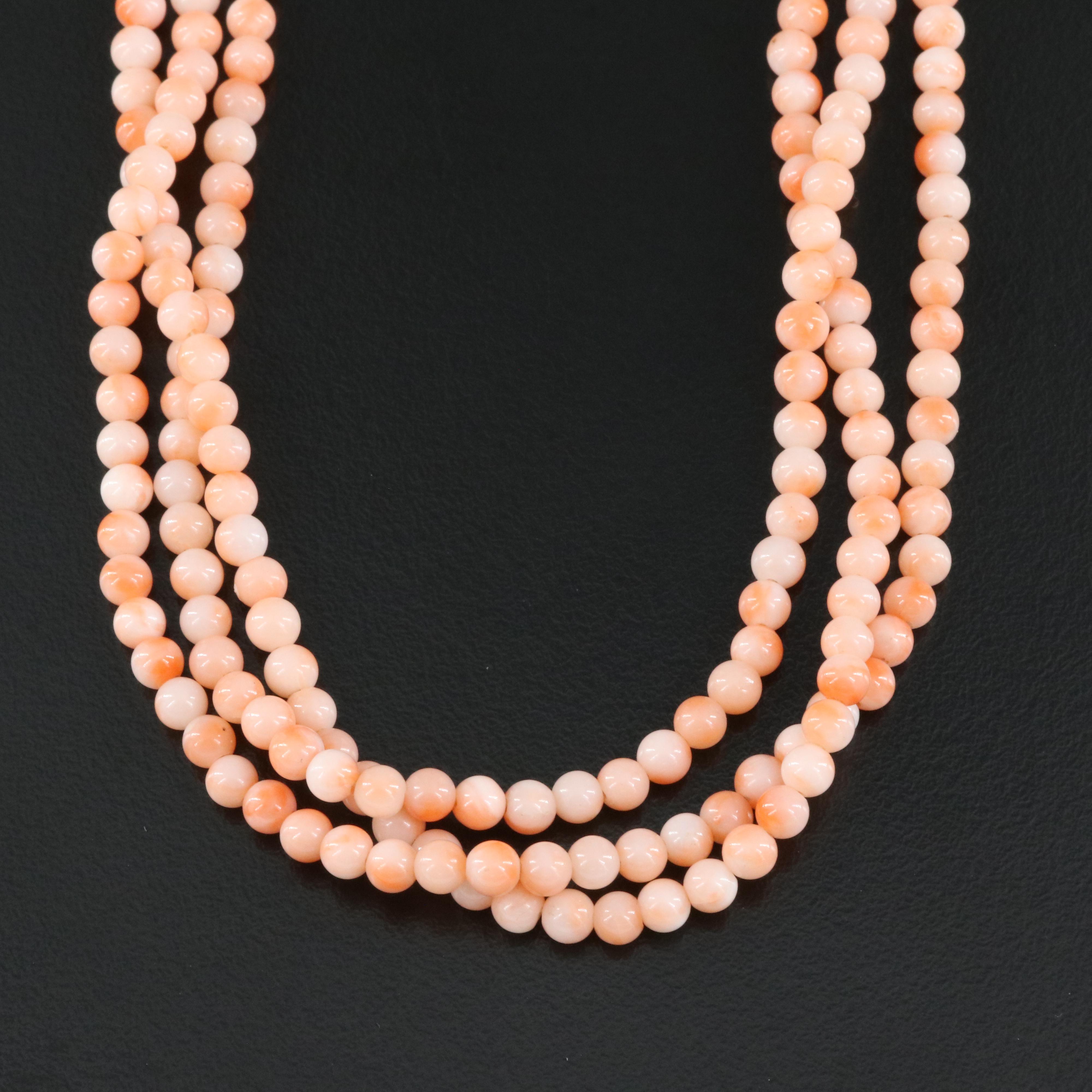 Coral Torsade with 14K Clasp