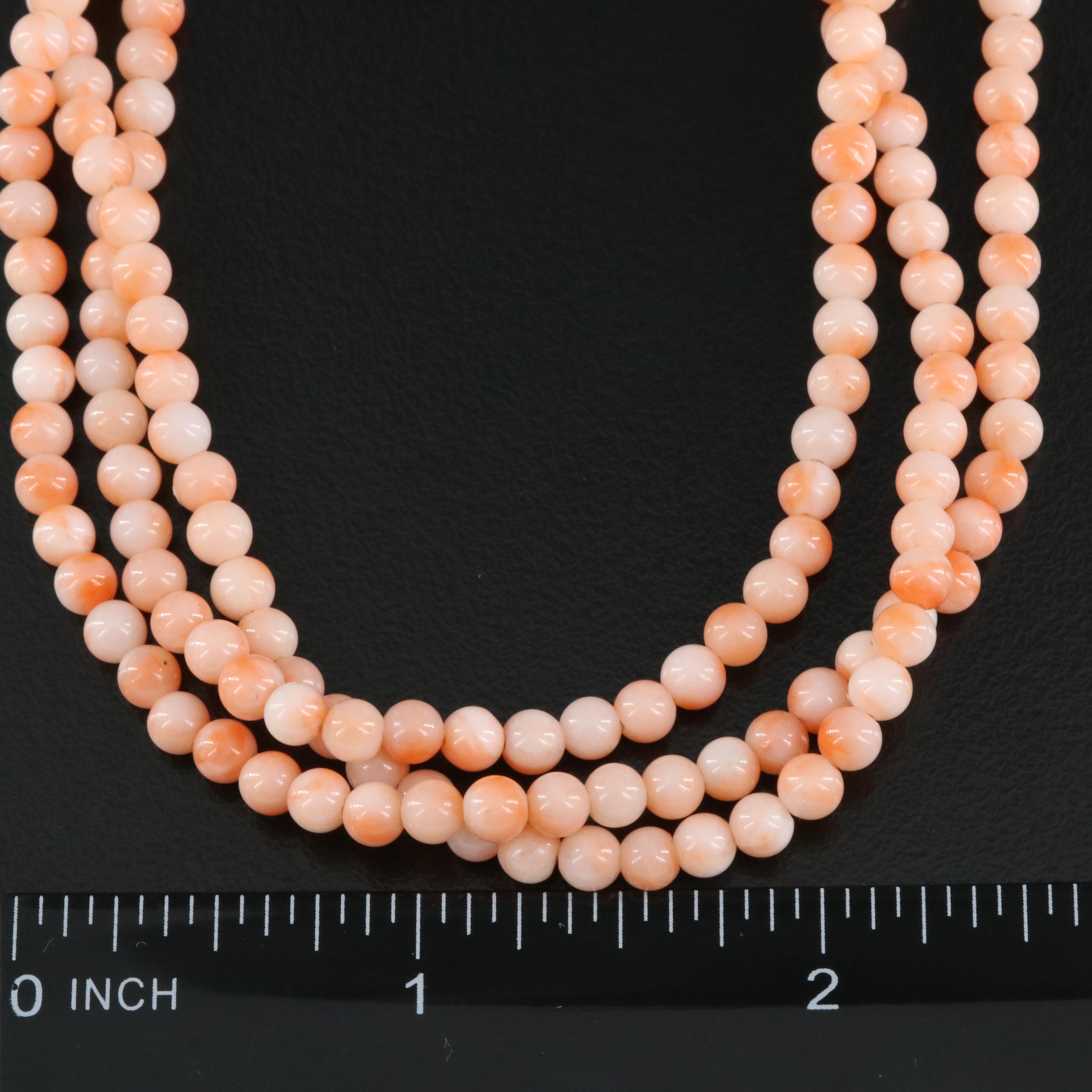 Coral Torsade with 14K Clasp