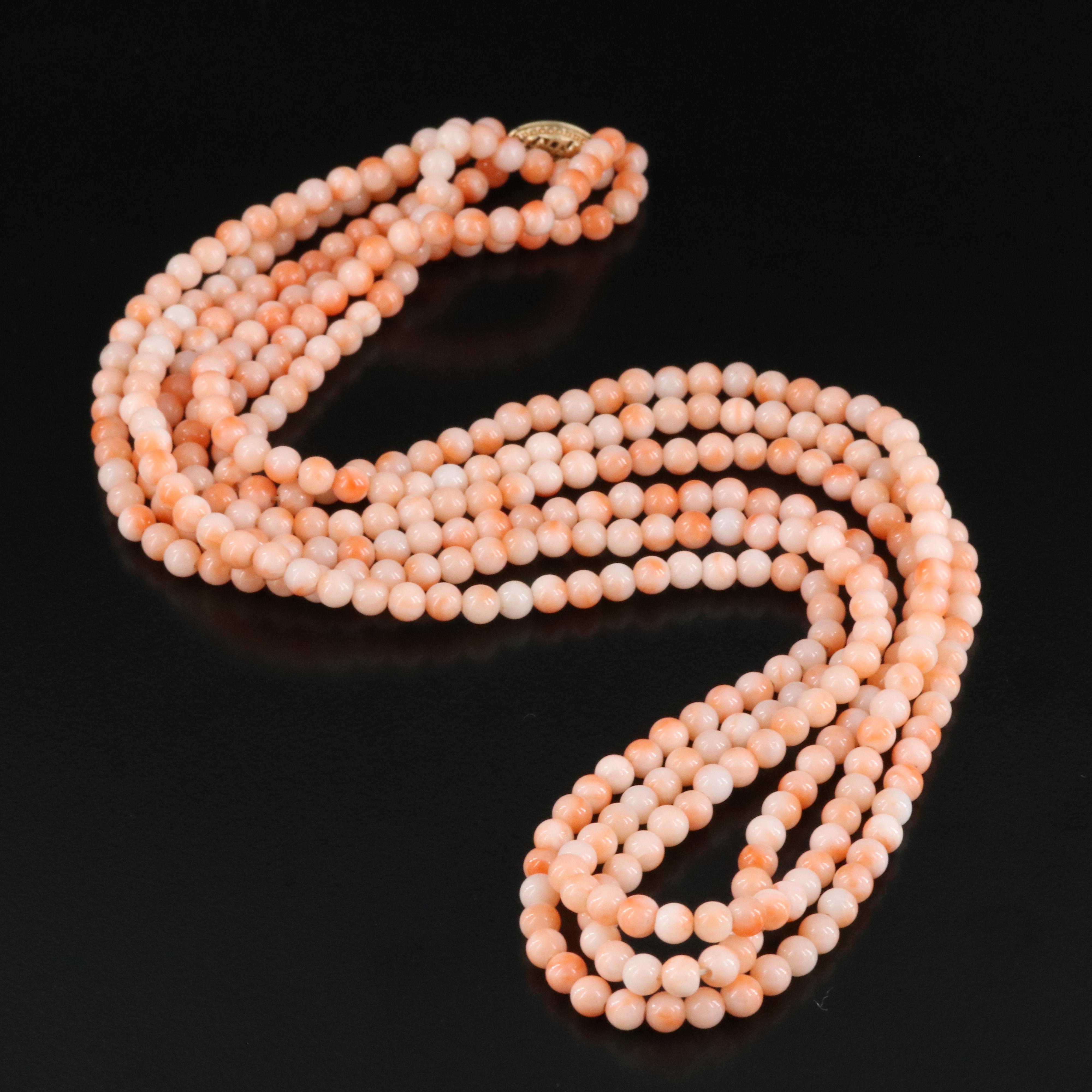 Coral Torsade with 14K Clasp
