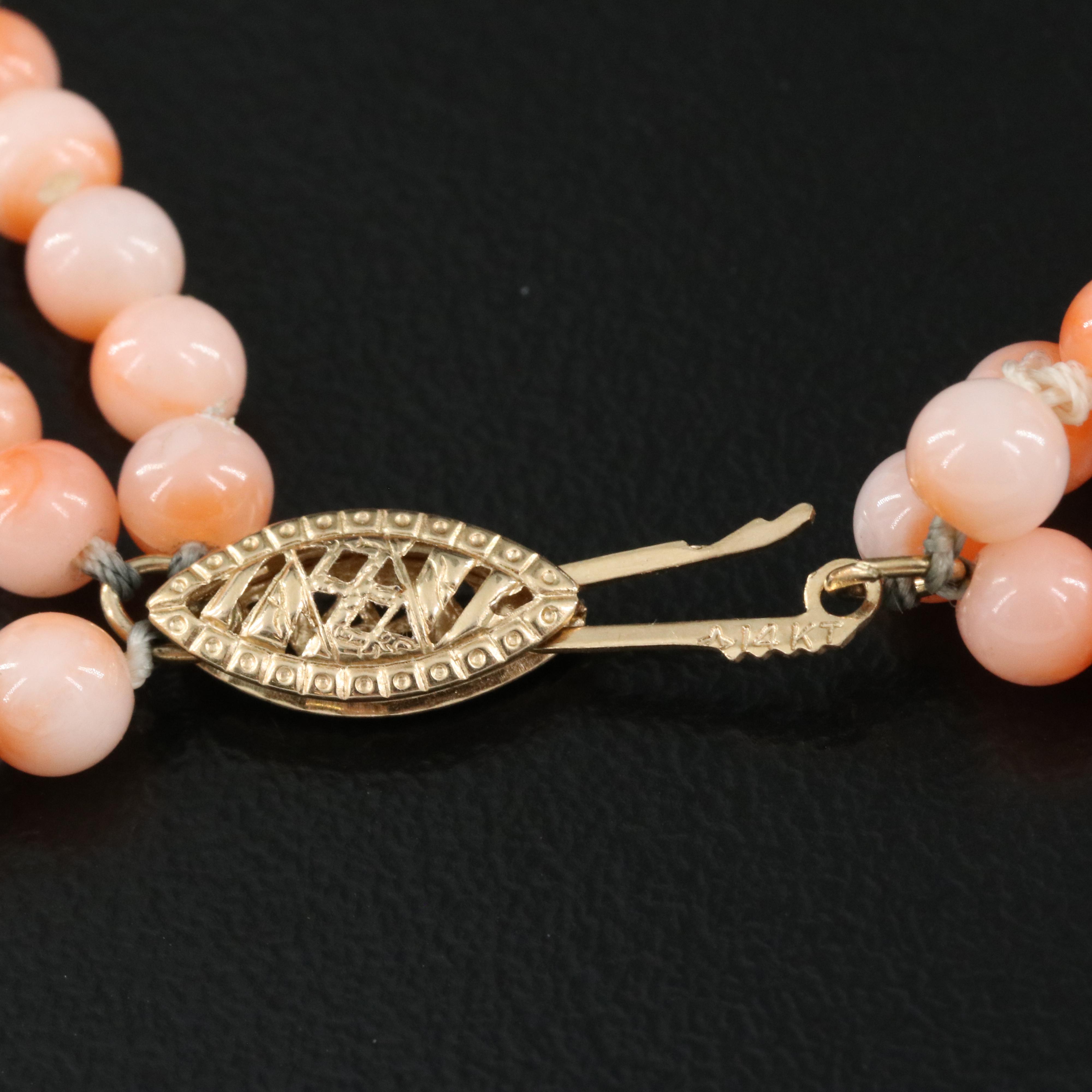 Coral Torsade with 14K Clasp