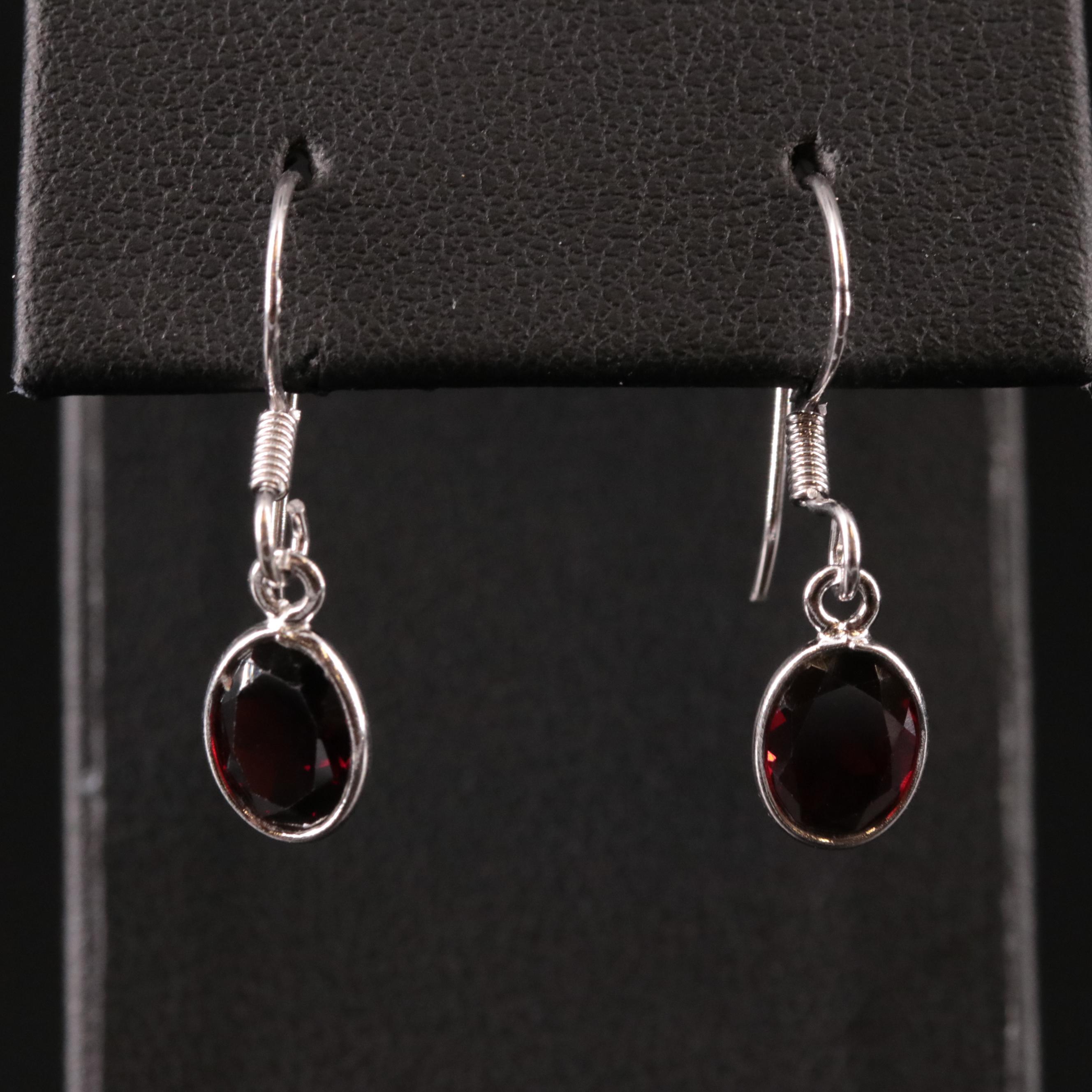 Sterling Amethyst Three Stone Drop Earrings