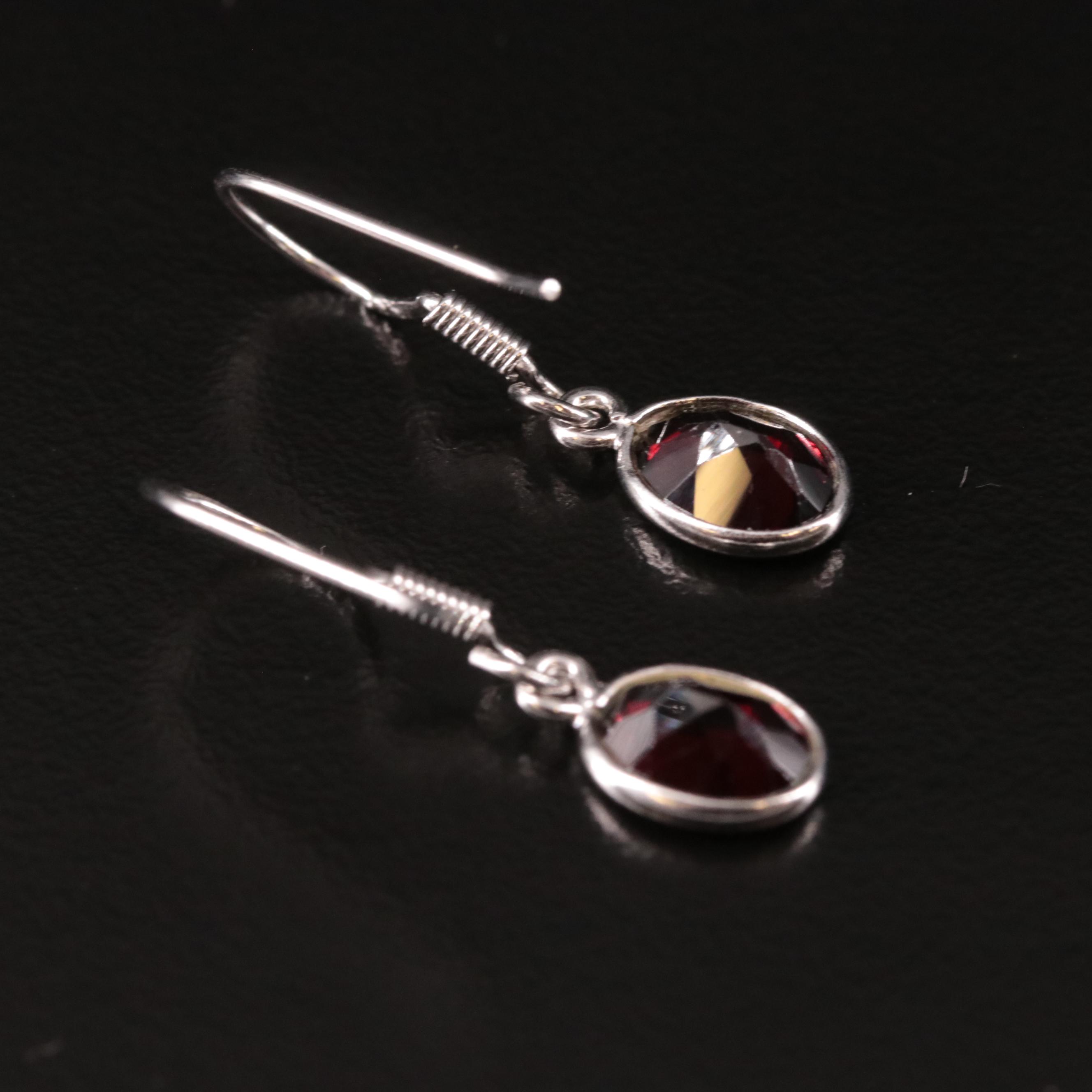 Sterling Amethyst Three Stone Drop Earrings