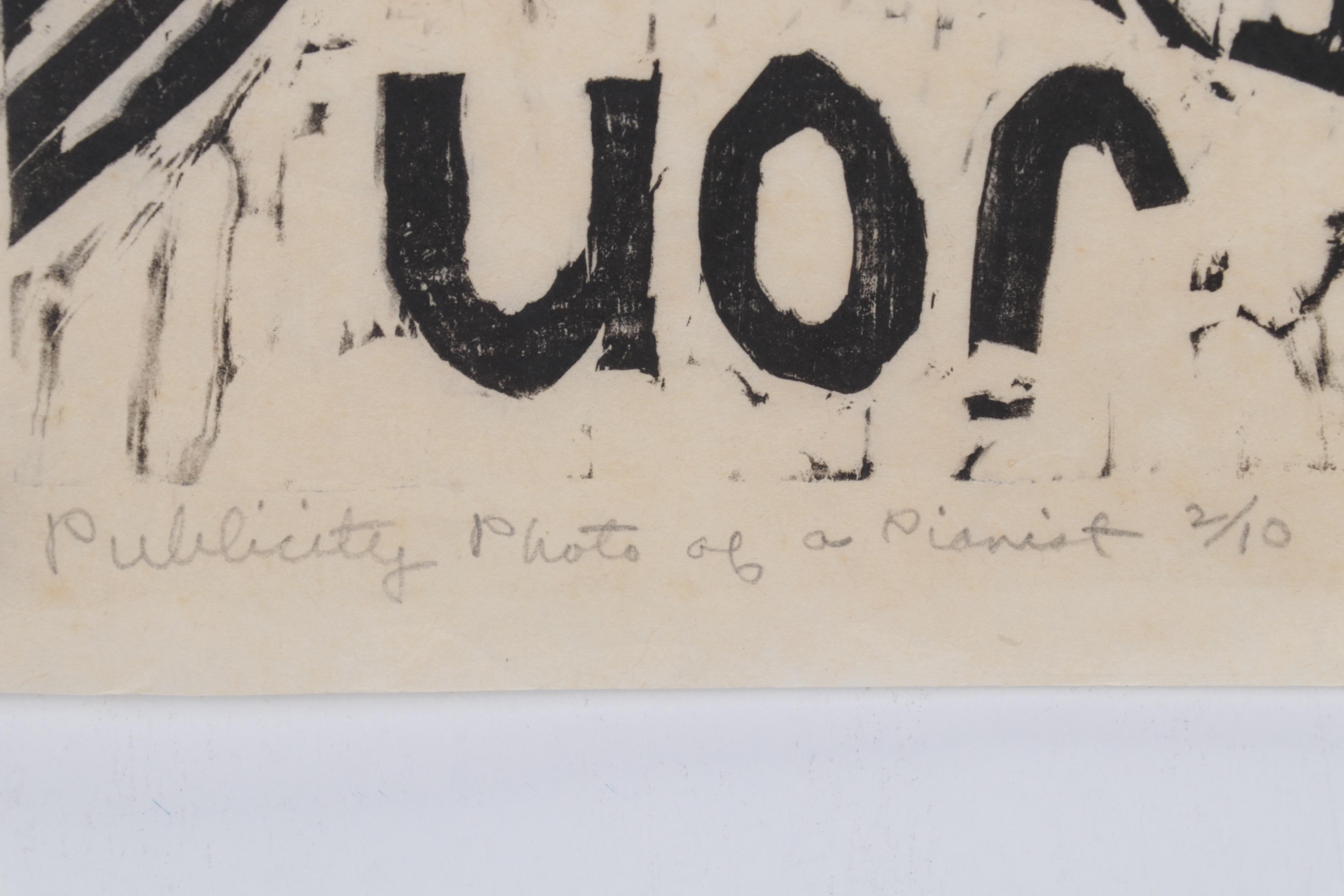 Sidney Chafetz Woodcut "Publicity Photo of a Pianist," 1955