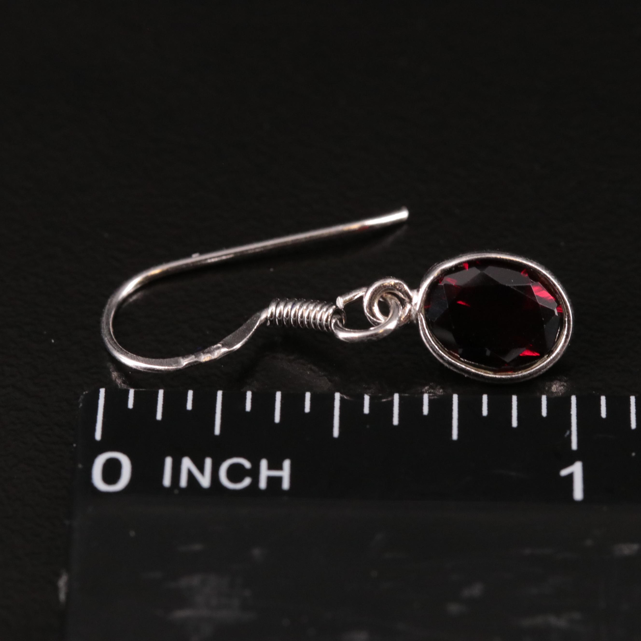 Sterling Garnet Drop Earrings