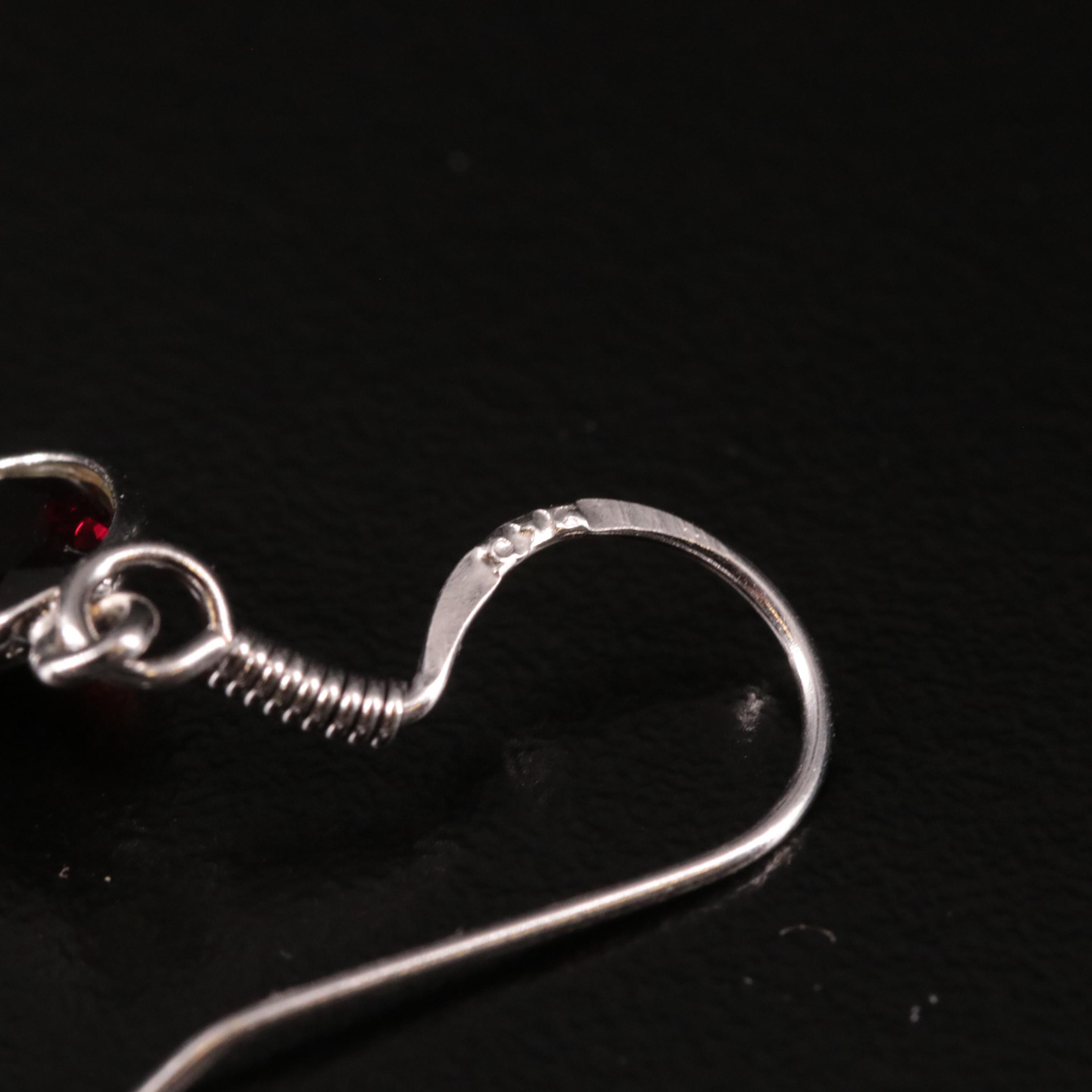 Sterling Garnet Drop Earrings