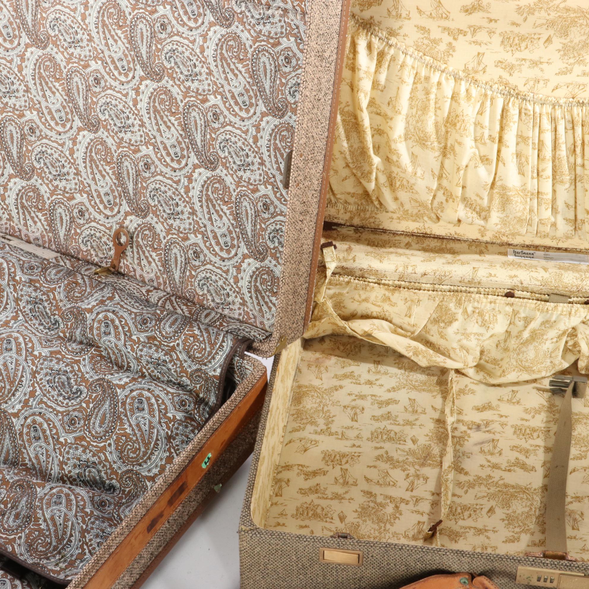 Hartmann Tweed and Leather Suitcases