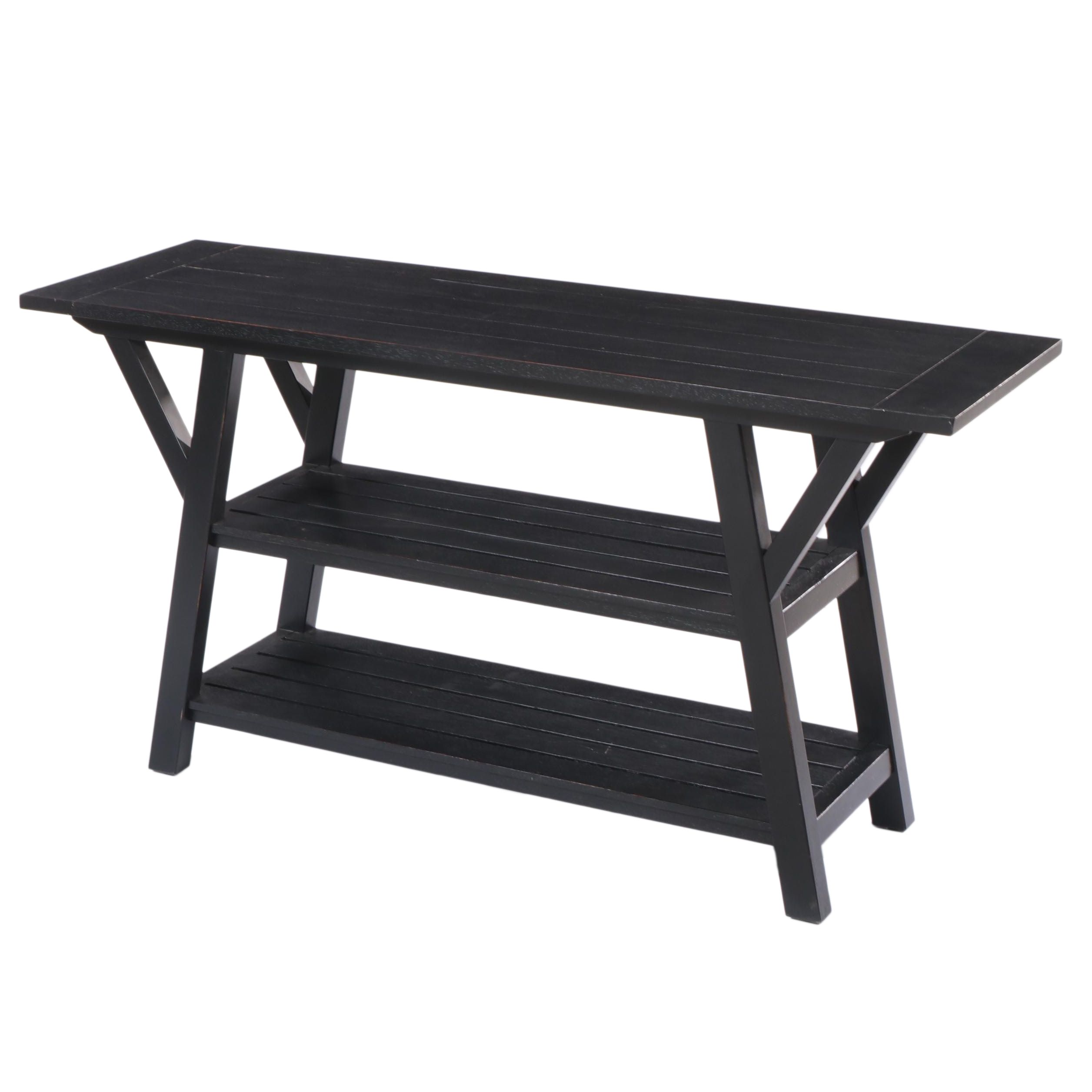 Ethan Allen Ebonized Three-Tier "Cottage" Console Table