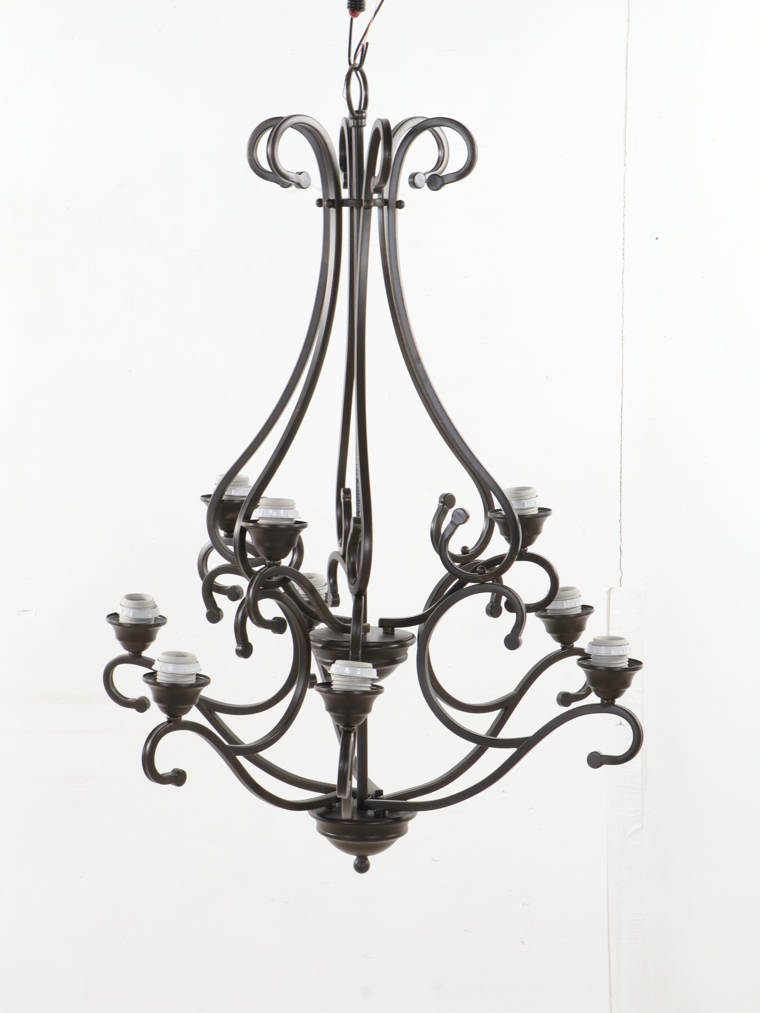 Portfolio Wrought Metal Eight and Three-Light Chandeliers