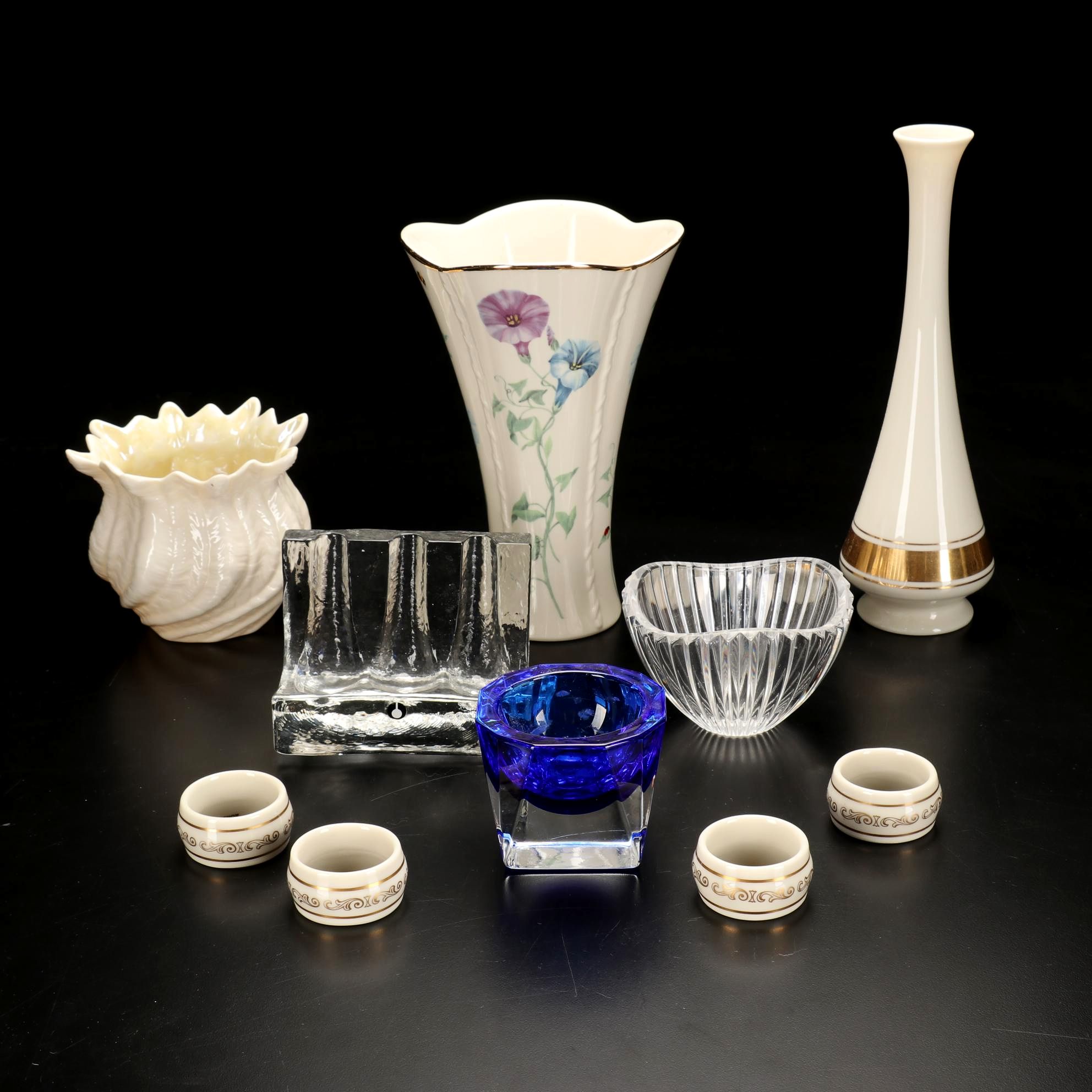 Pukeberg Swedish Glass Pipe Rest, JG Durand, Belleek, Lenox Vases and More