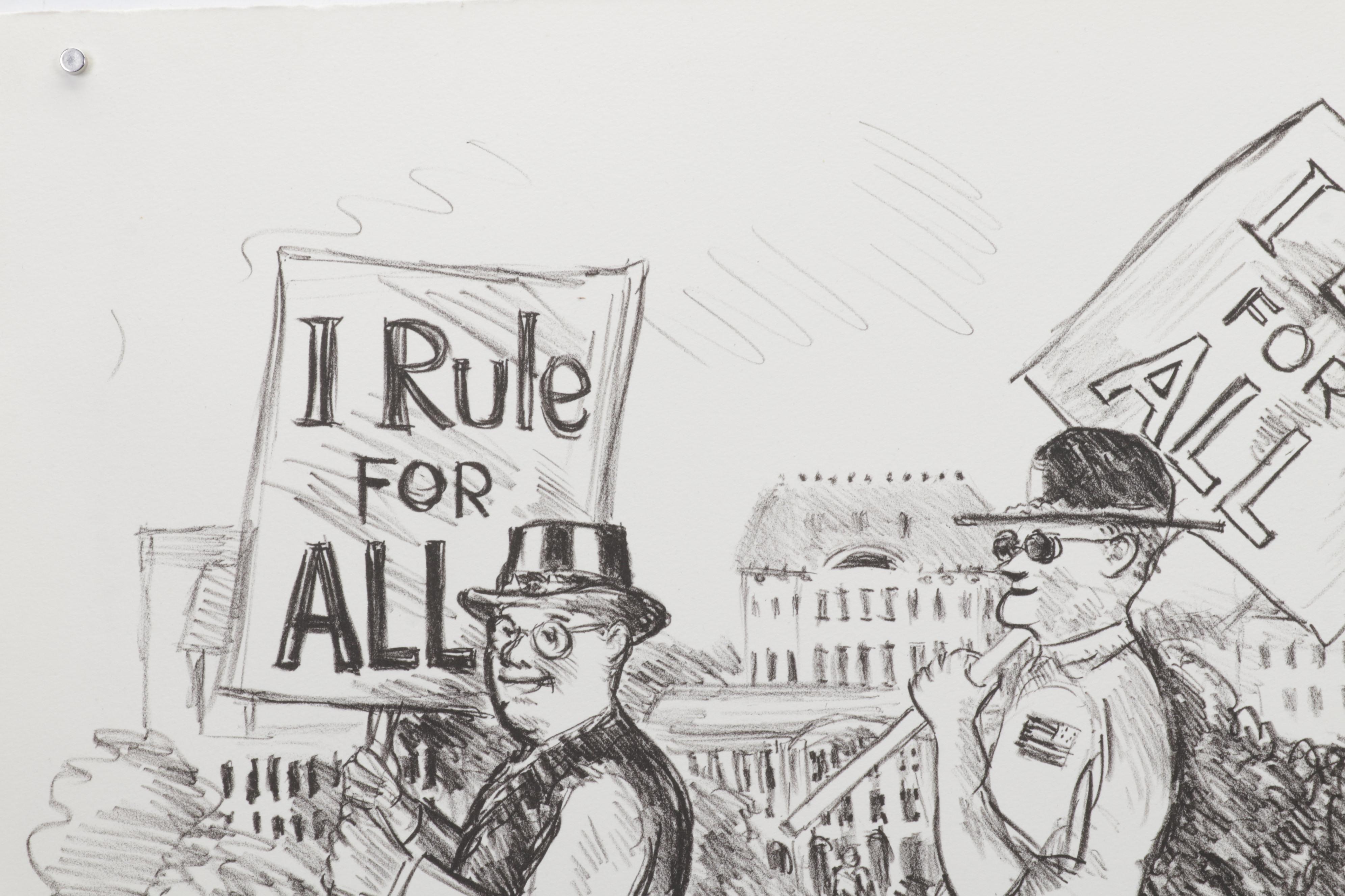 Sidney Chafetz Lithograph "Pickets," 1987