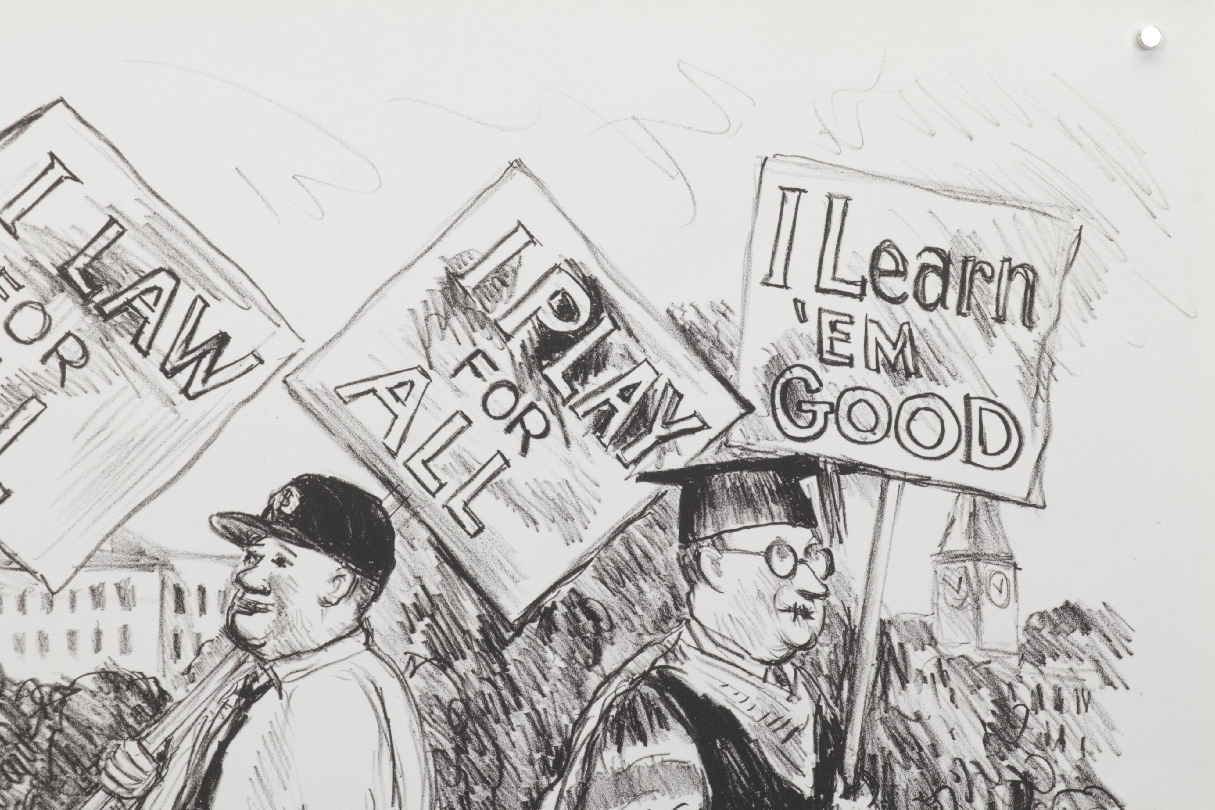 Sidney Chafetz Lithograph "Pickets," 1987