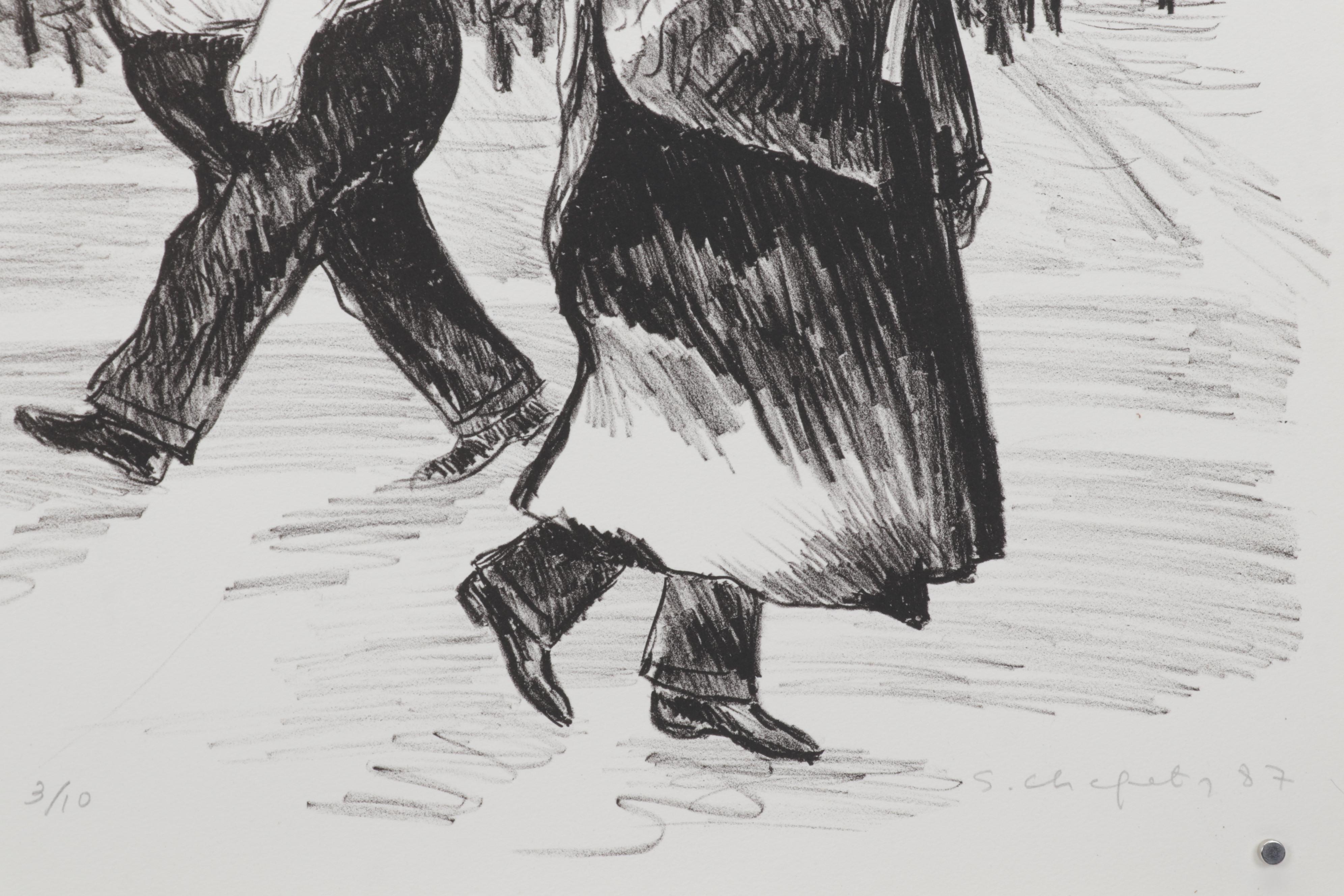 Sidney Chafetz Lithograph "Pickets," 1987