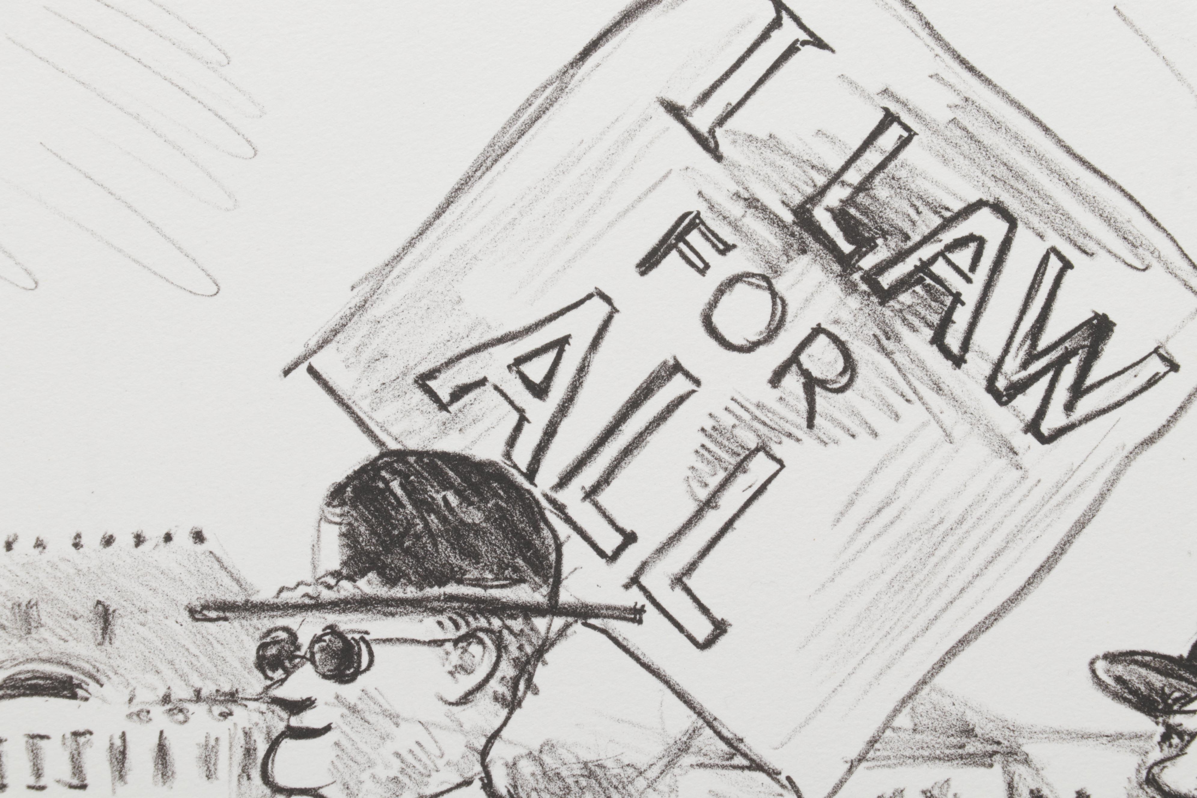 Sidney Chafetz Lithograph "Pickets," 1987