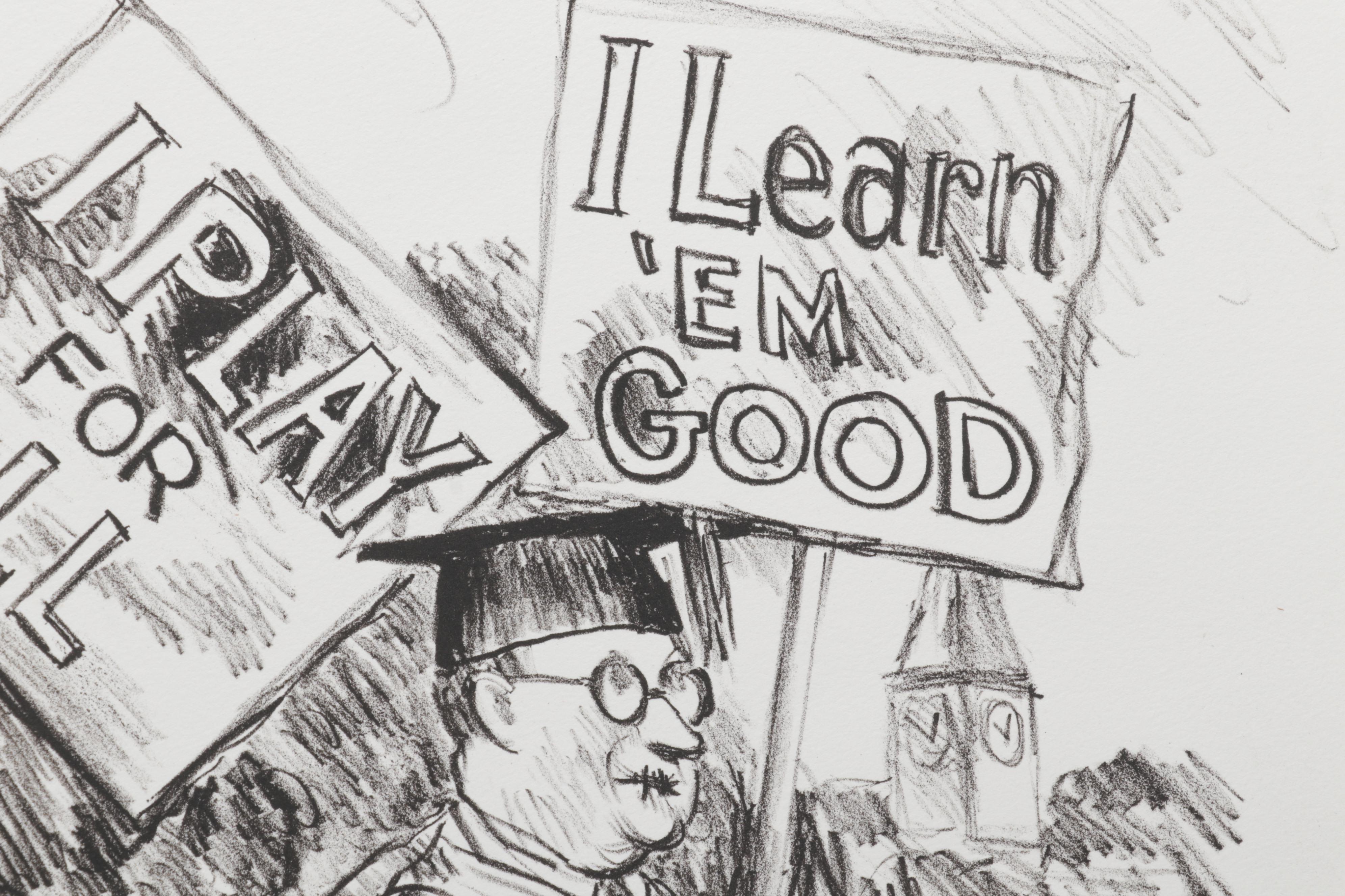 Sidney Chafetz Lithograph "Pickets," 1987