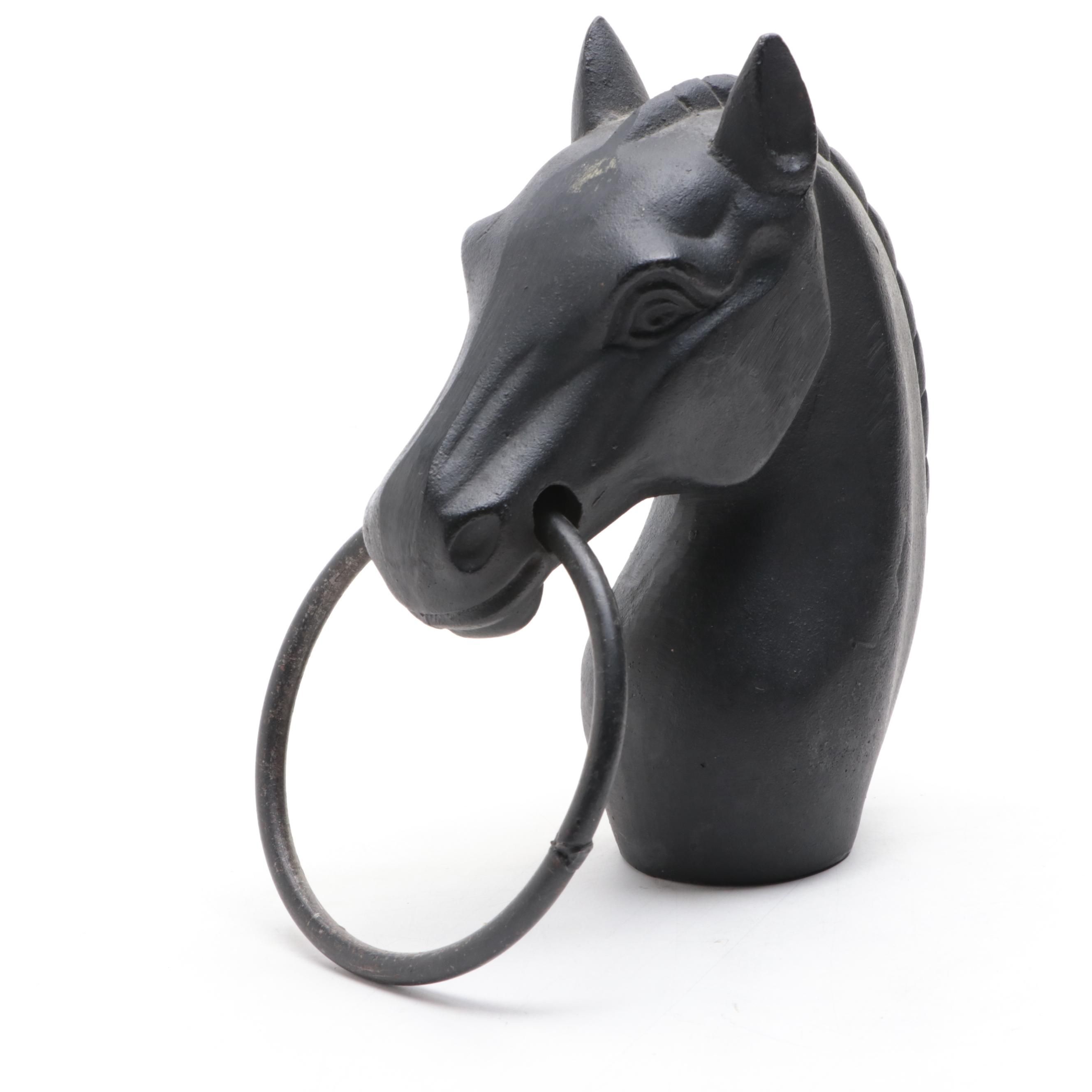 Modernist Cast Metal Horse Head Hitching Post