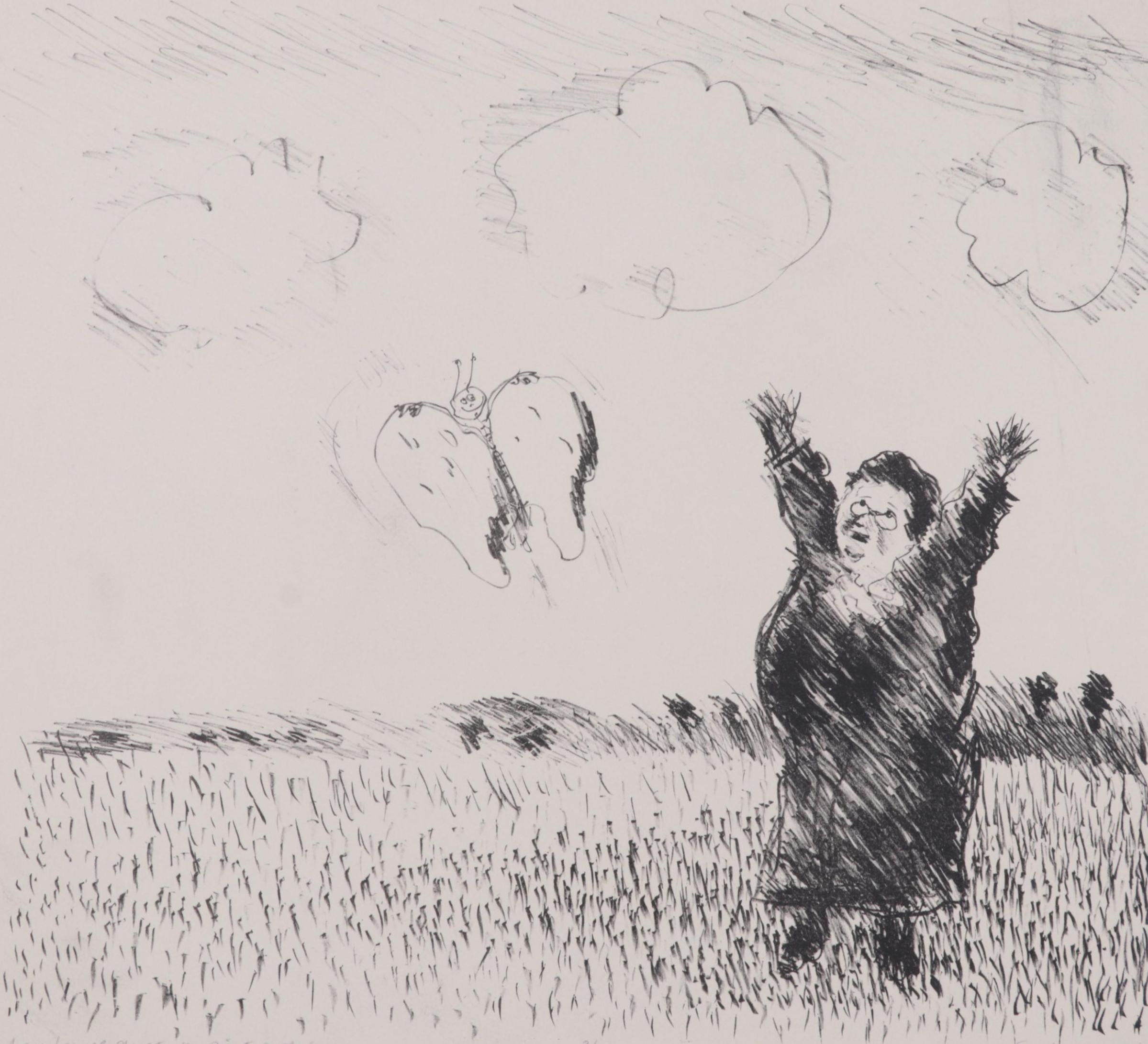 Sidney Chafetz Lithograph "Amy Lowell Greets the First Butterfly," 1982