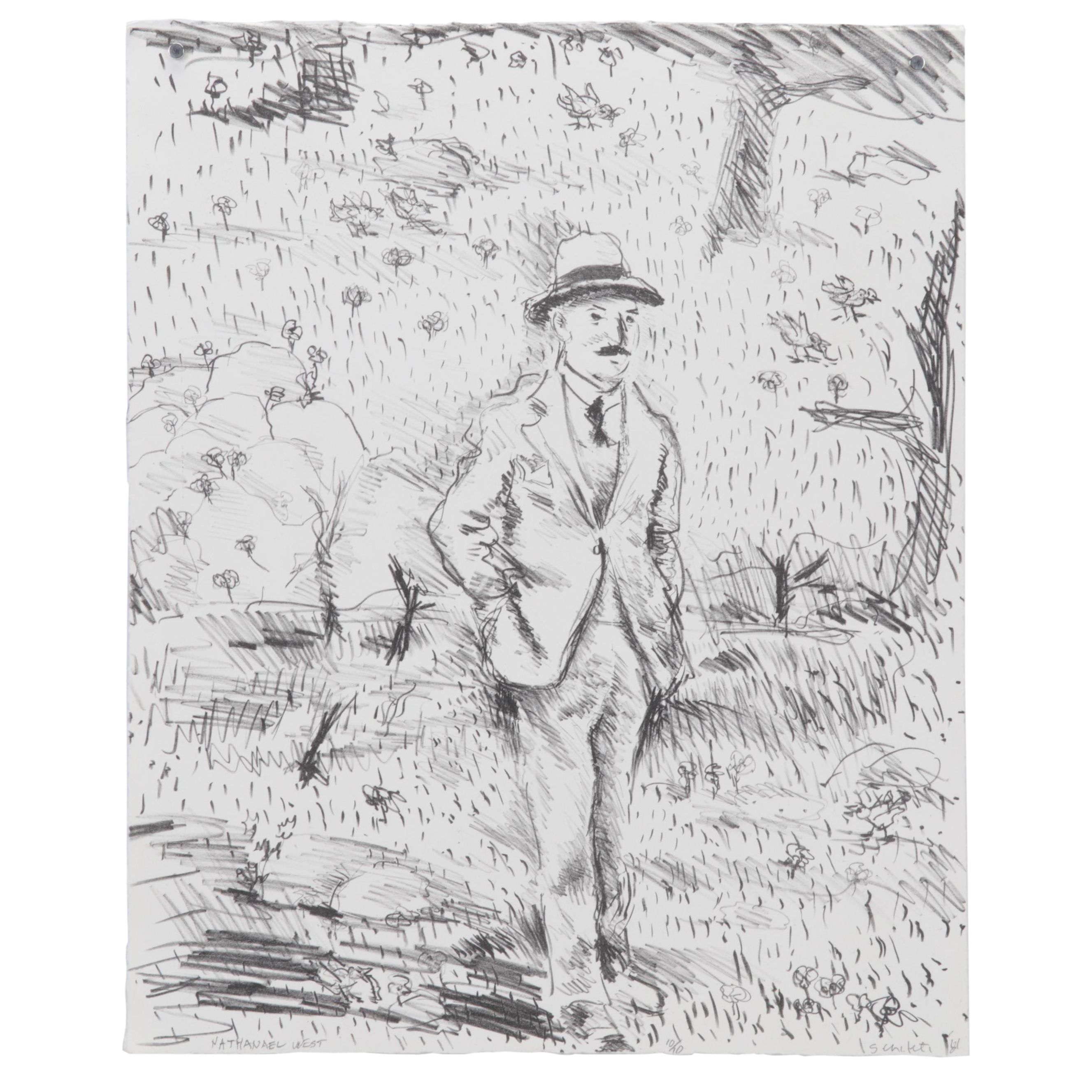 Sidney Chafetz Lithograph "Nathanael West," 1981