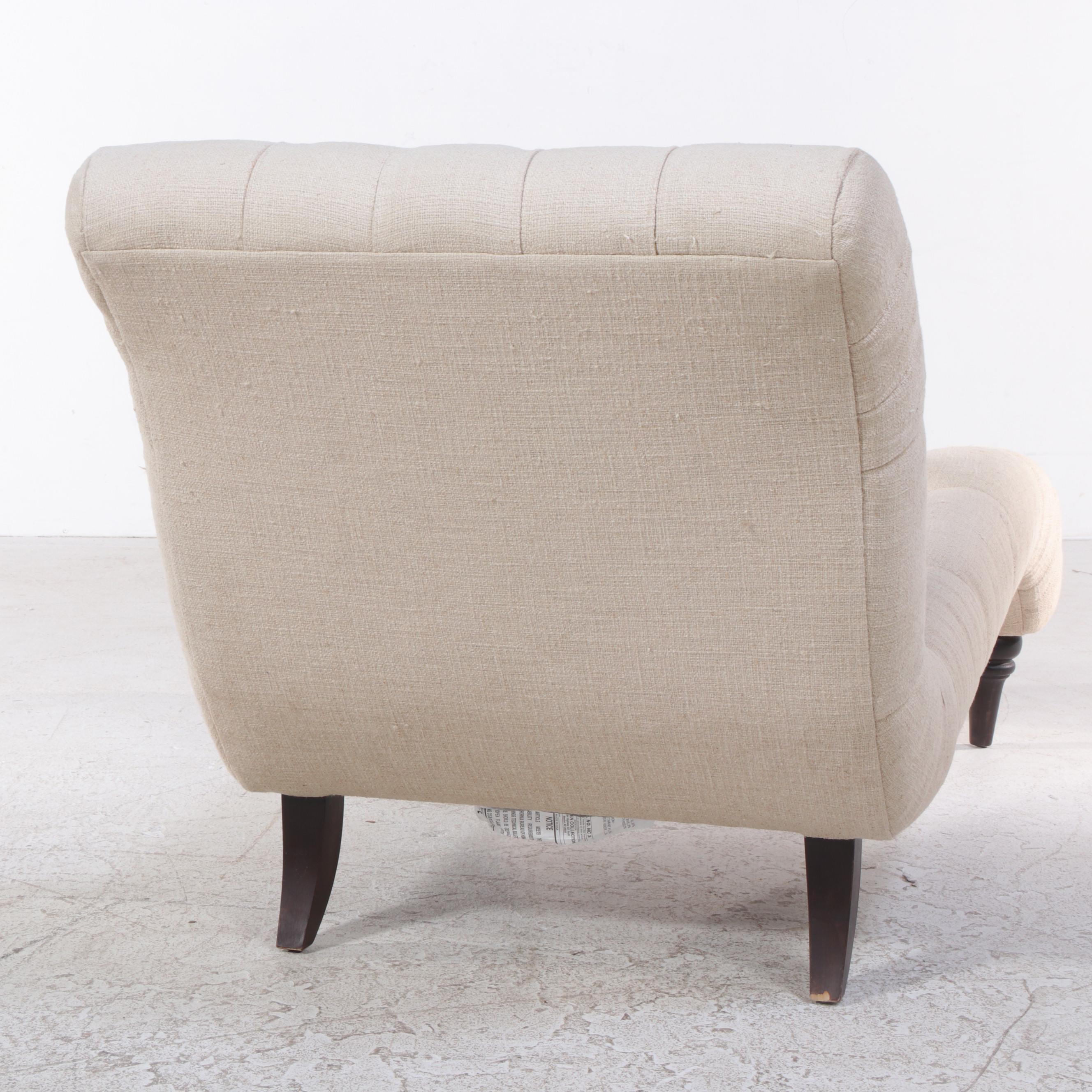 Arhaus Furniture "Audrey" Button-Tufted and Contoured Chaise Lounge