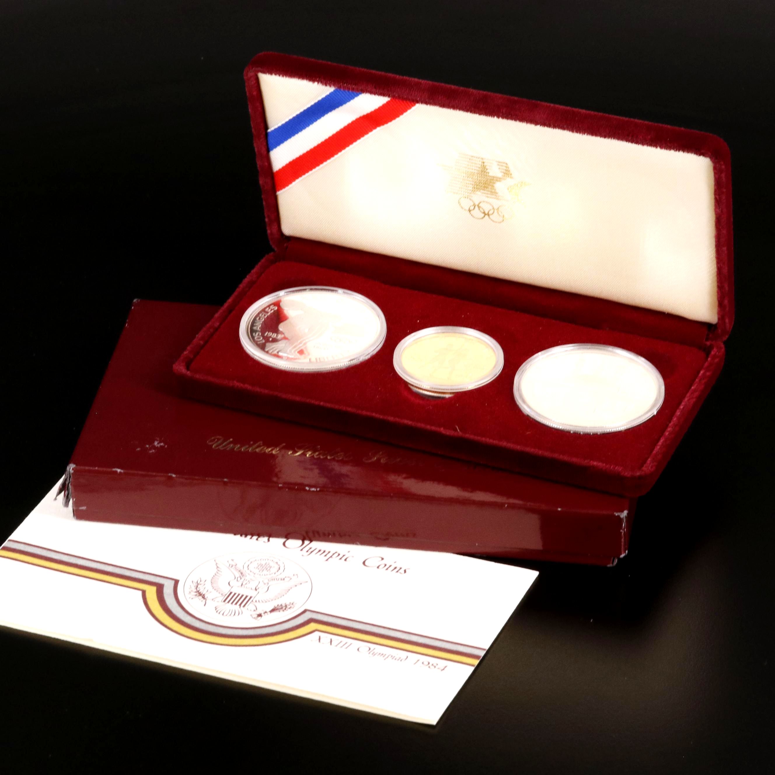 1984 Olympic Commemorative Proof Coin Set Including Gold Coin