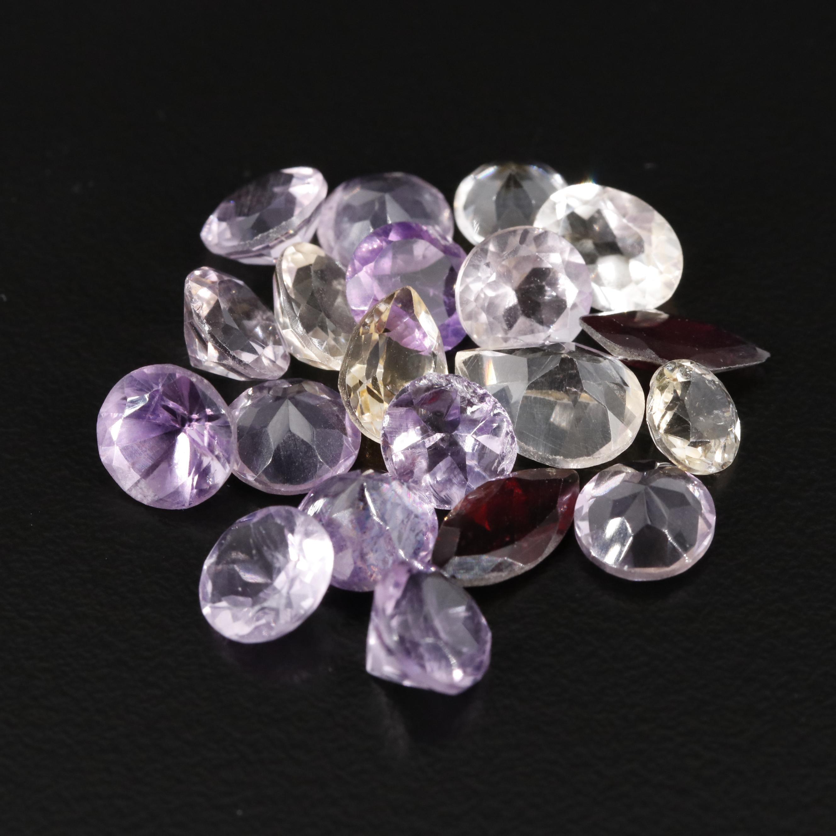 Loose 22.26 CTW Amethyst, Citrine and Garnet Lot