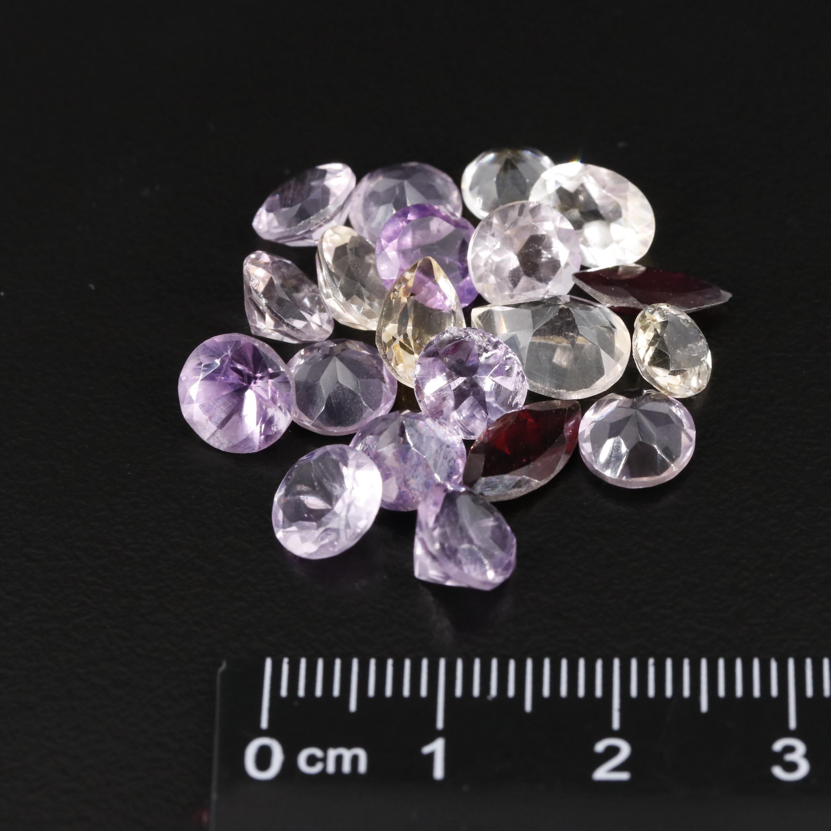 Loose 22.26 CTW Amethyst, Citrine and Garnet Lot