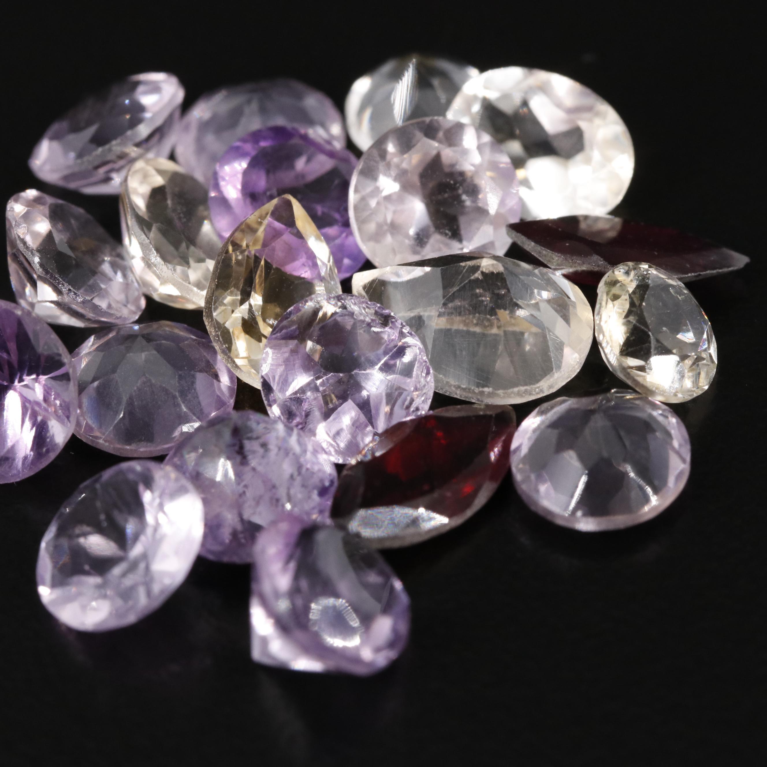 Loose 22.26 CTW Amethyst, Citrine and Garnet Lot