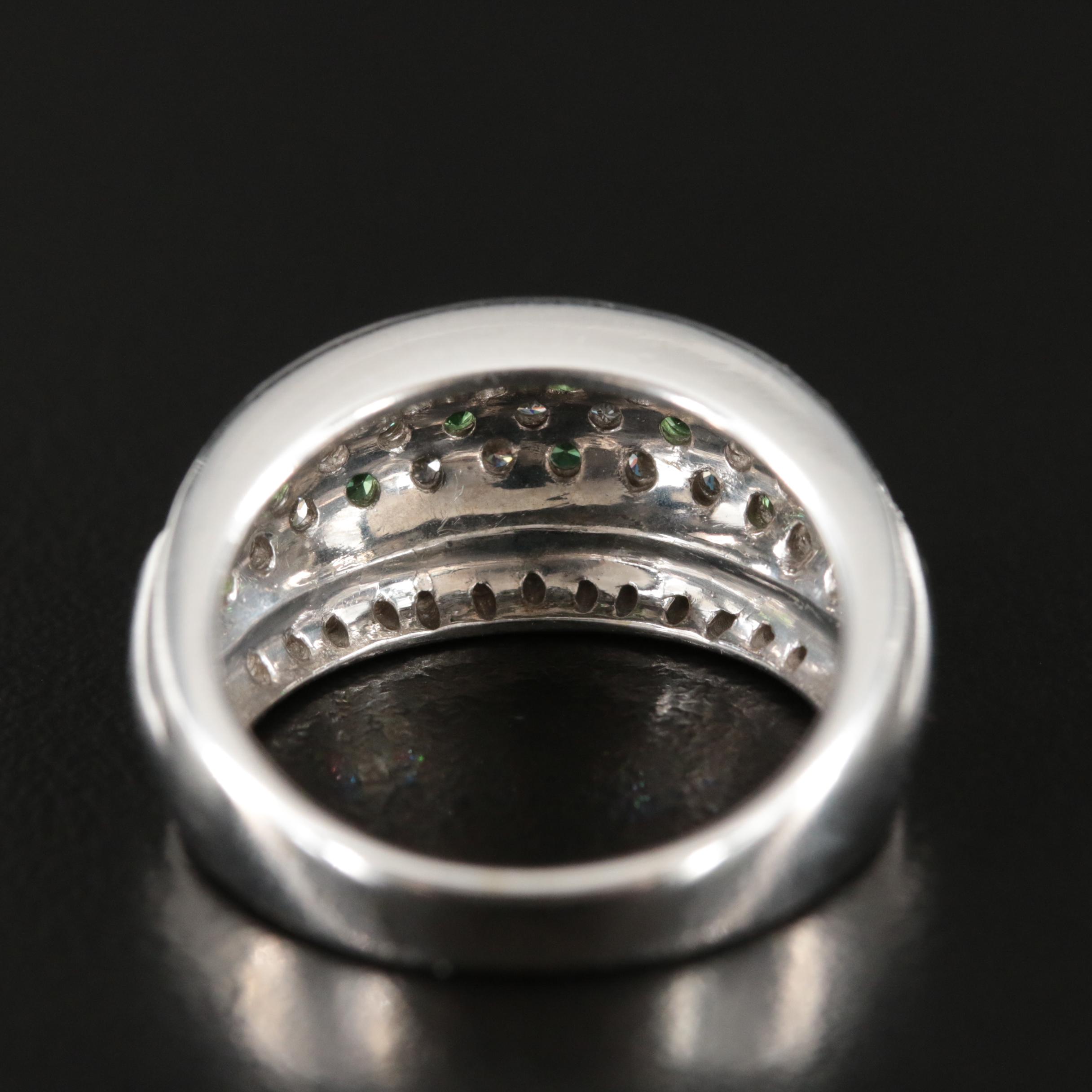 14K Pavé Tsavorite Garnet and Diamond Ring