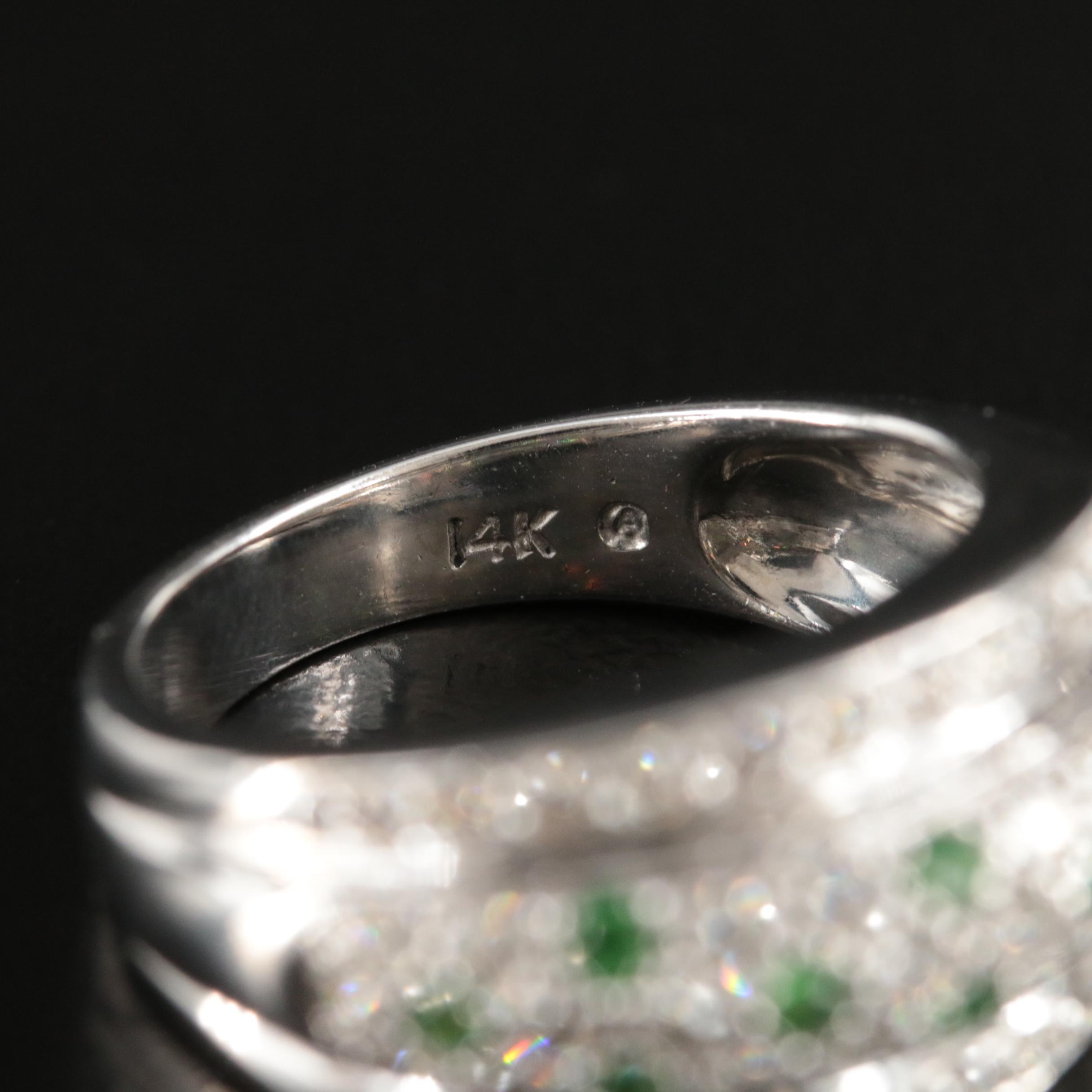 14K Pavé Tsavorite Garnet and Diamond Ring