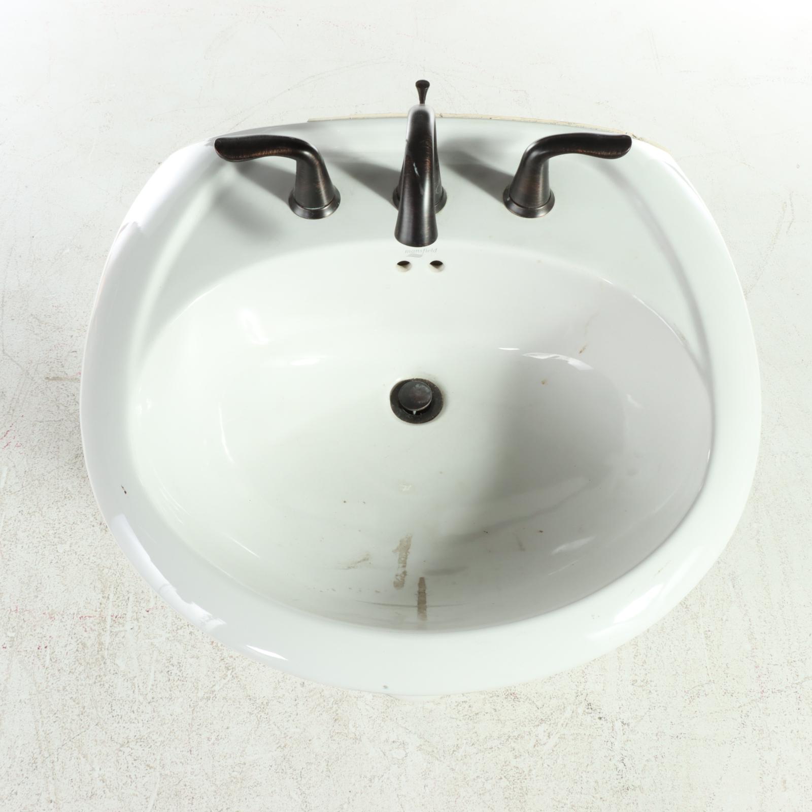 Mansfield Contemporary White Porcelain Pedestal Sink With Faucet