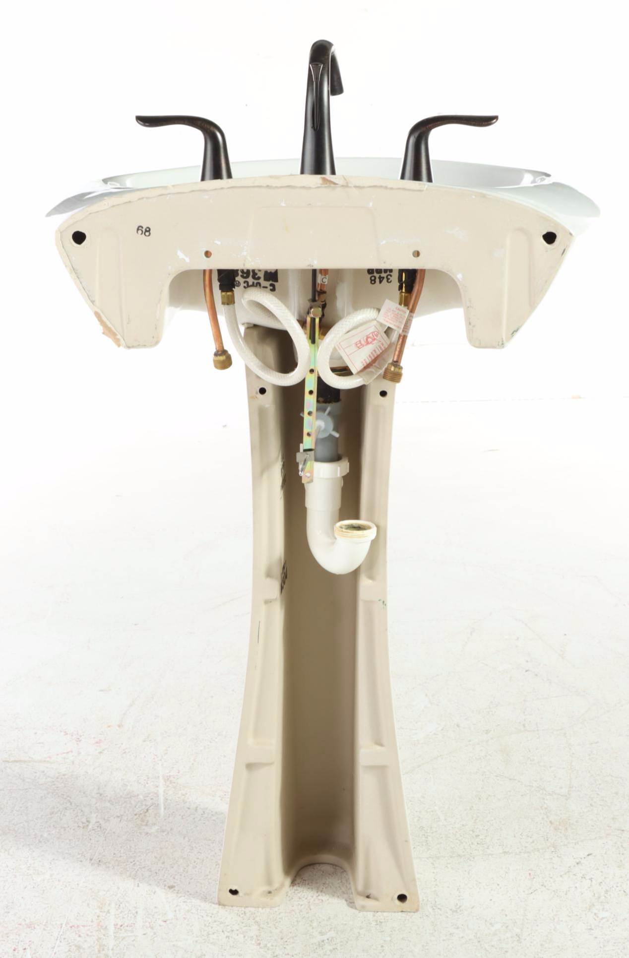 Mansfield Contemporary White Porcelain Pedestal Sink With Faucet