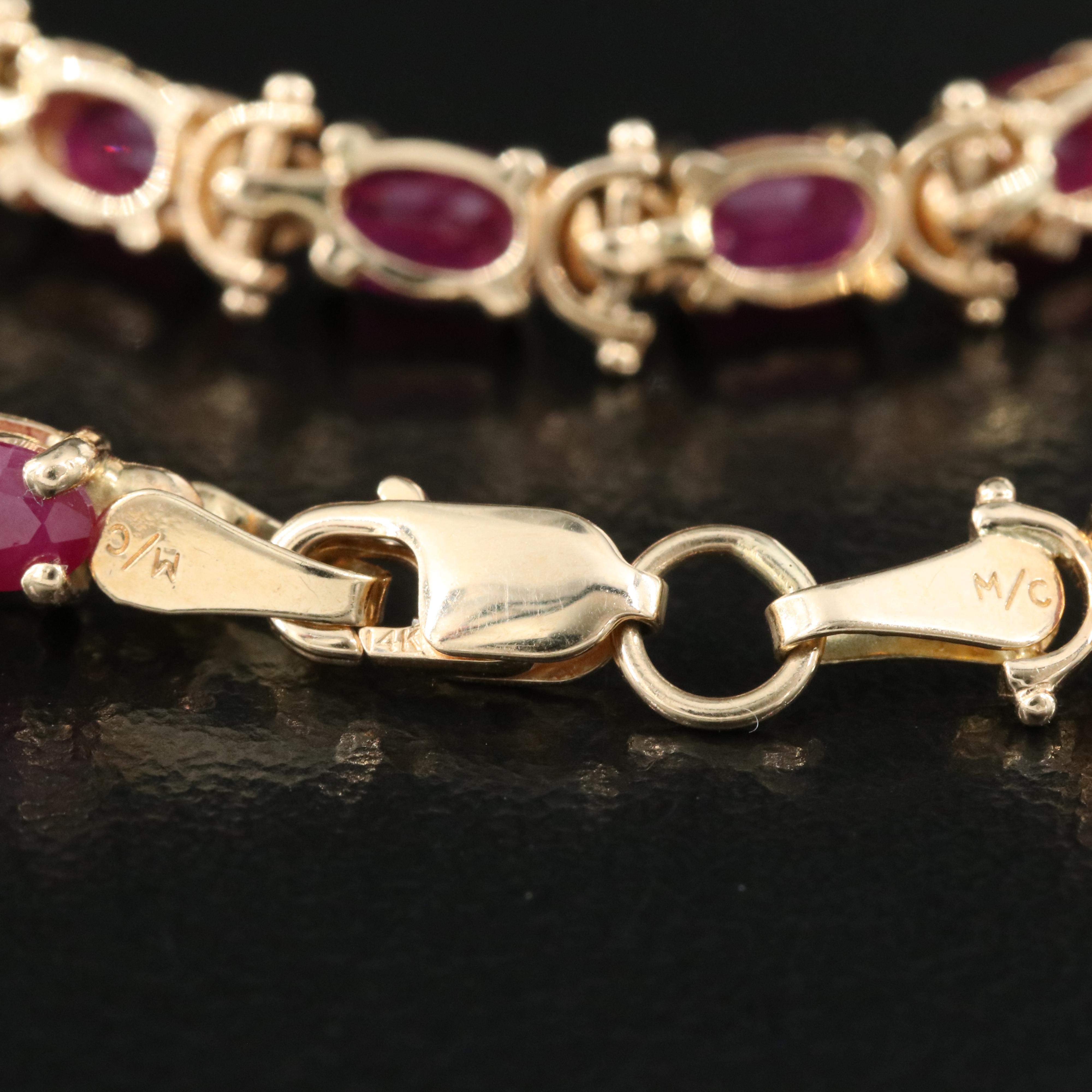 14K Ruby Line Bracelet