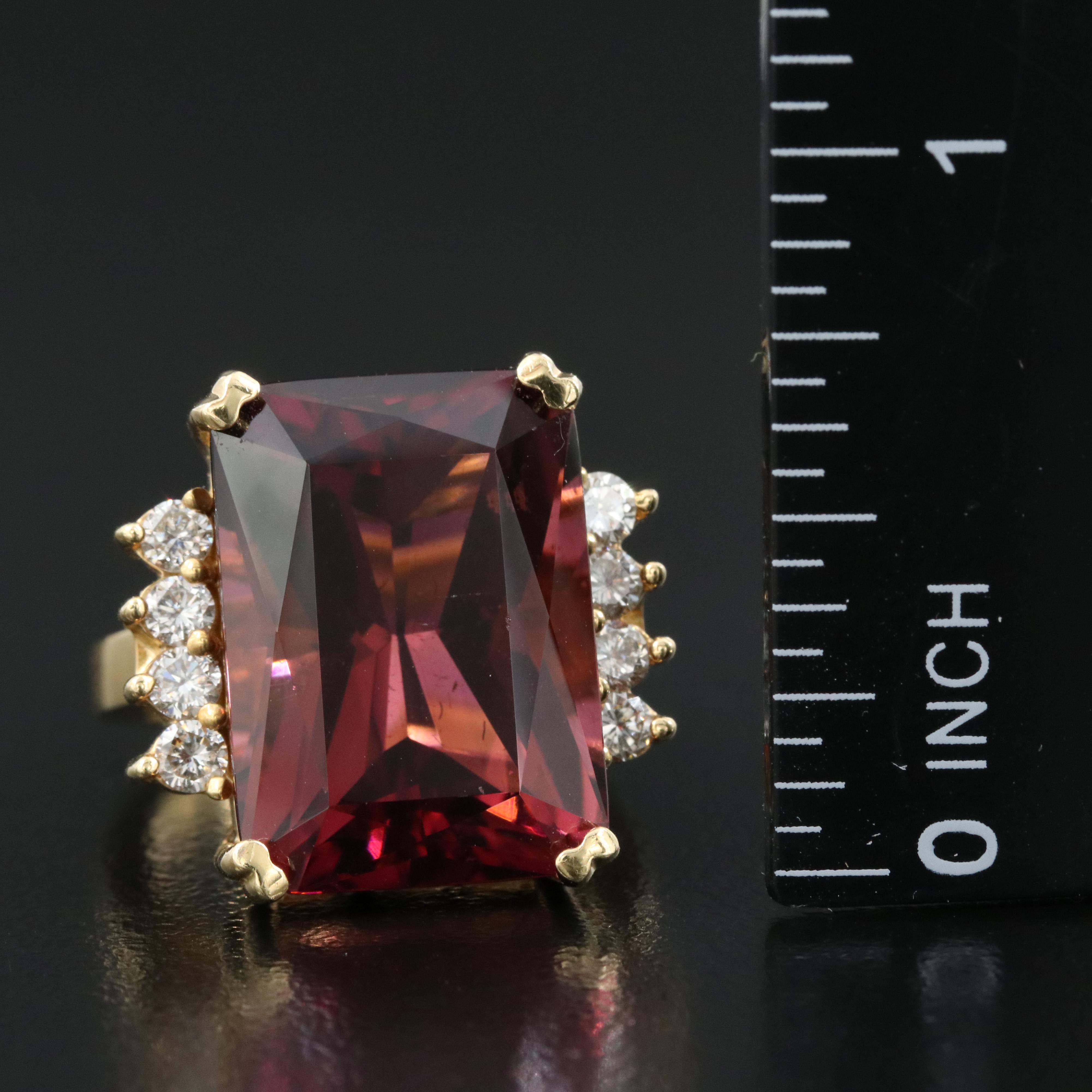 Vintage John C Rinker 18K 20.24 CT Tourmaline and Diamond Ring