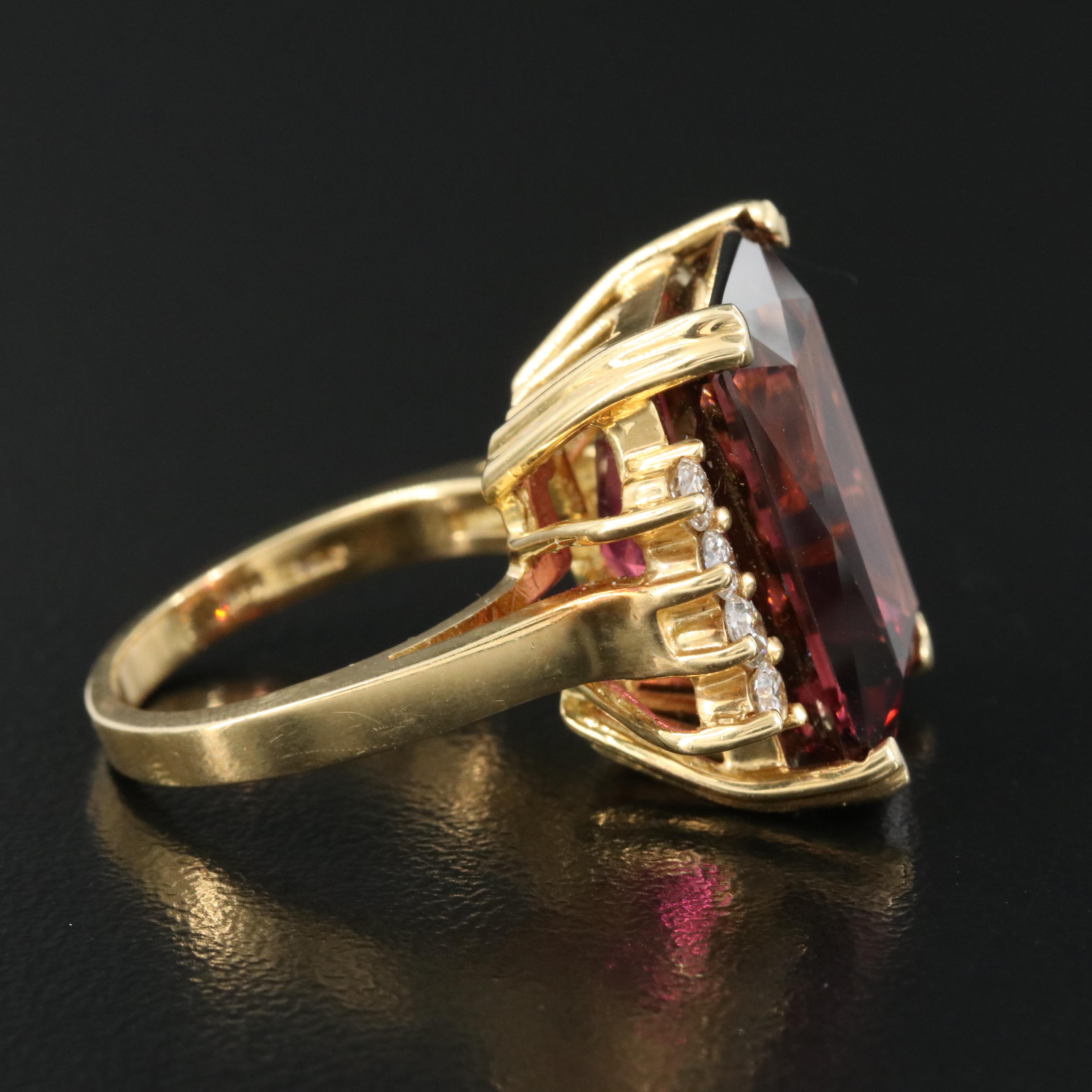 Vintage John C Rinker 18K 20.24 CT Tourmaline and Diamond Ring