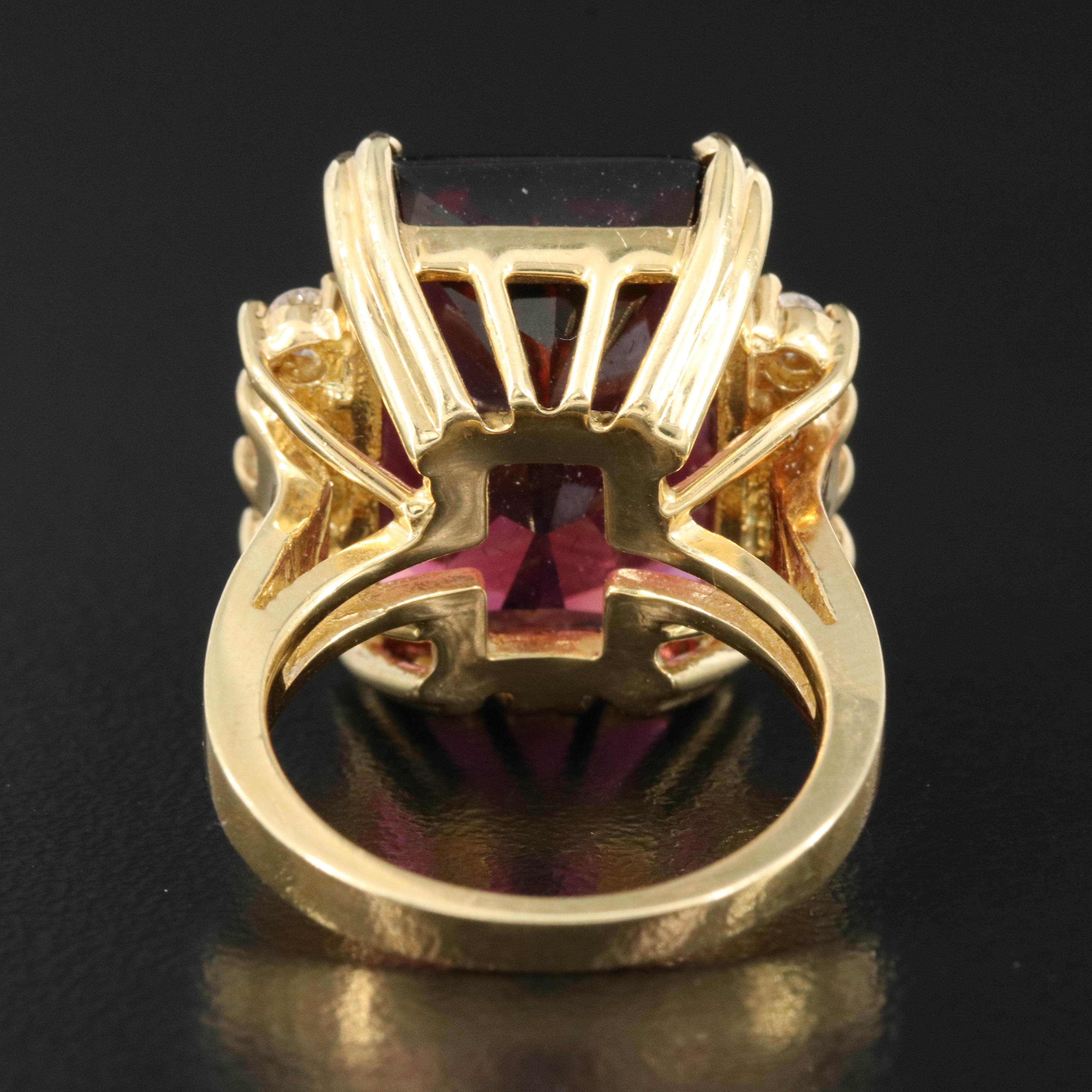 Vintage John C Rinker 18K 20.24 CT Tourmaline and Diamond Ring
