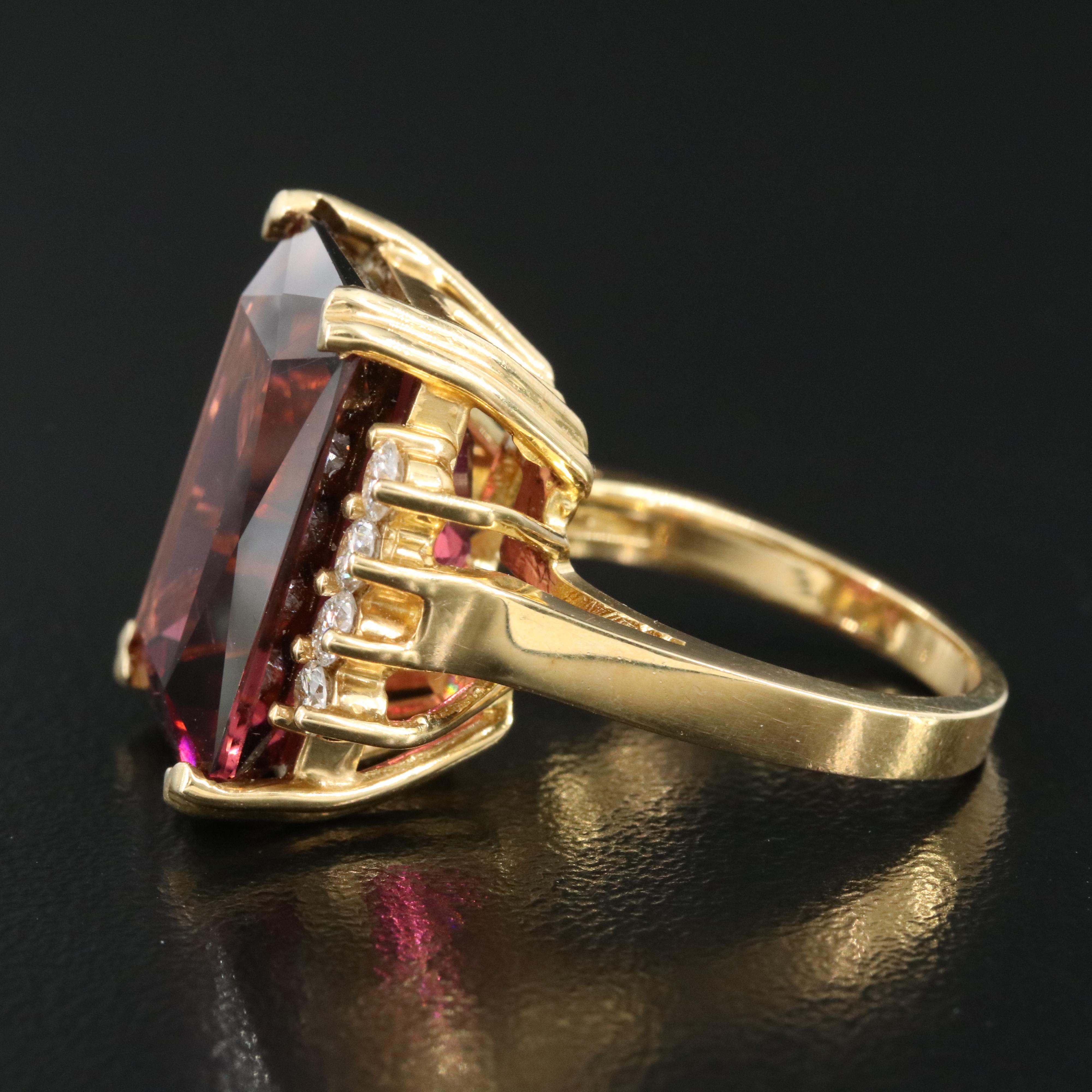 Vintage John C Rinker 18K 20.24 CT Tourmaline and Diamond Ring