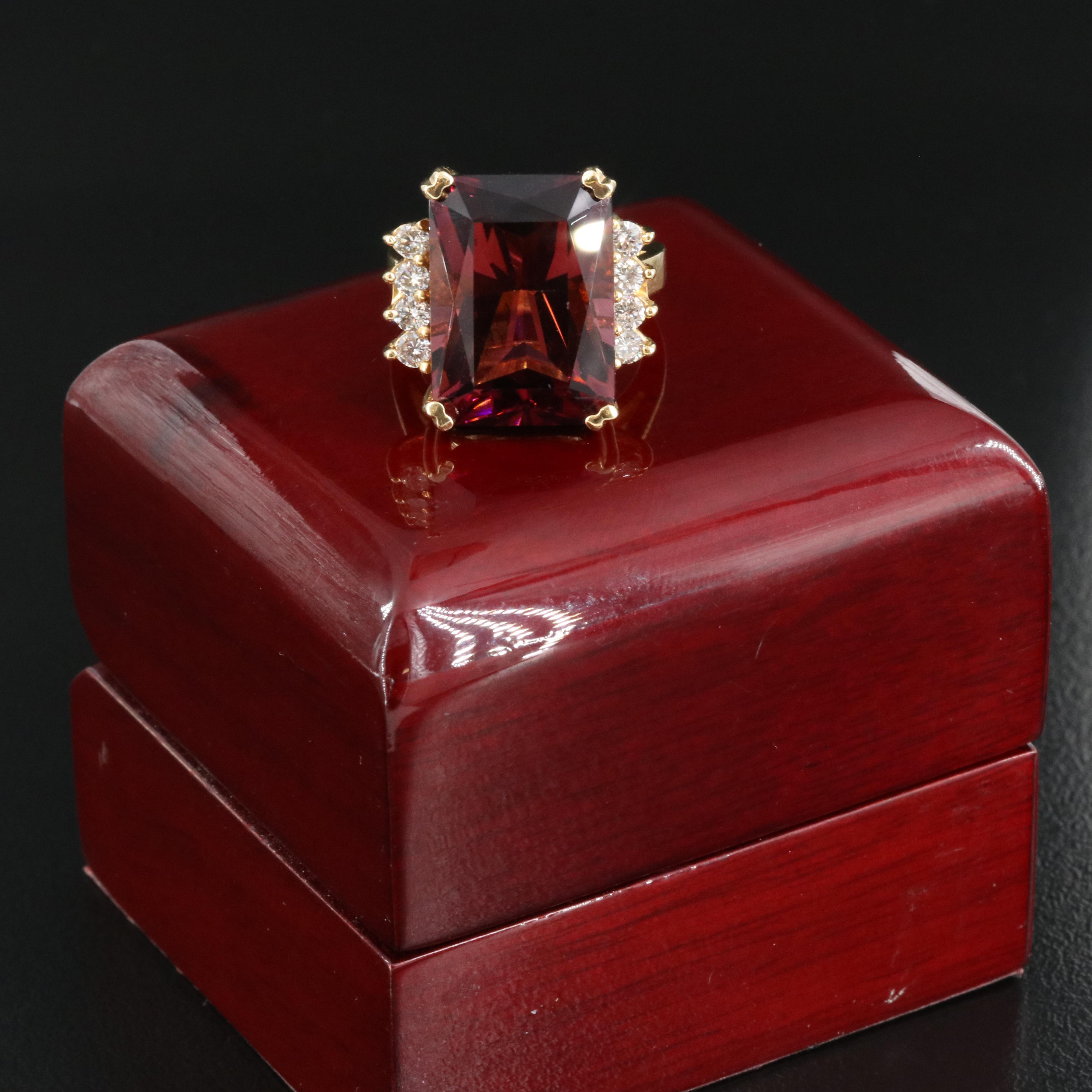 Vintage John C Rinker 18K 20.24 CT Tourmaline and Diamond Ring
