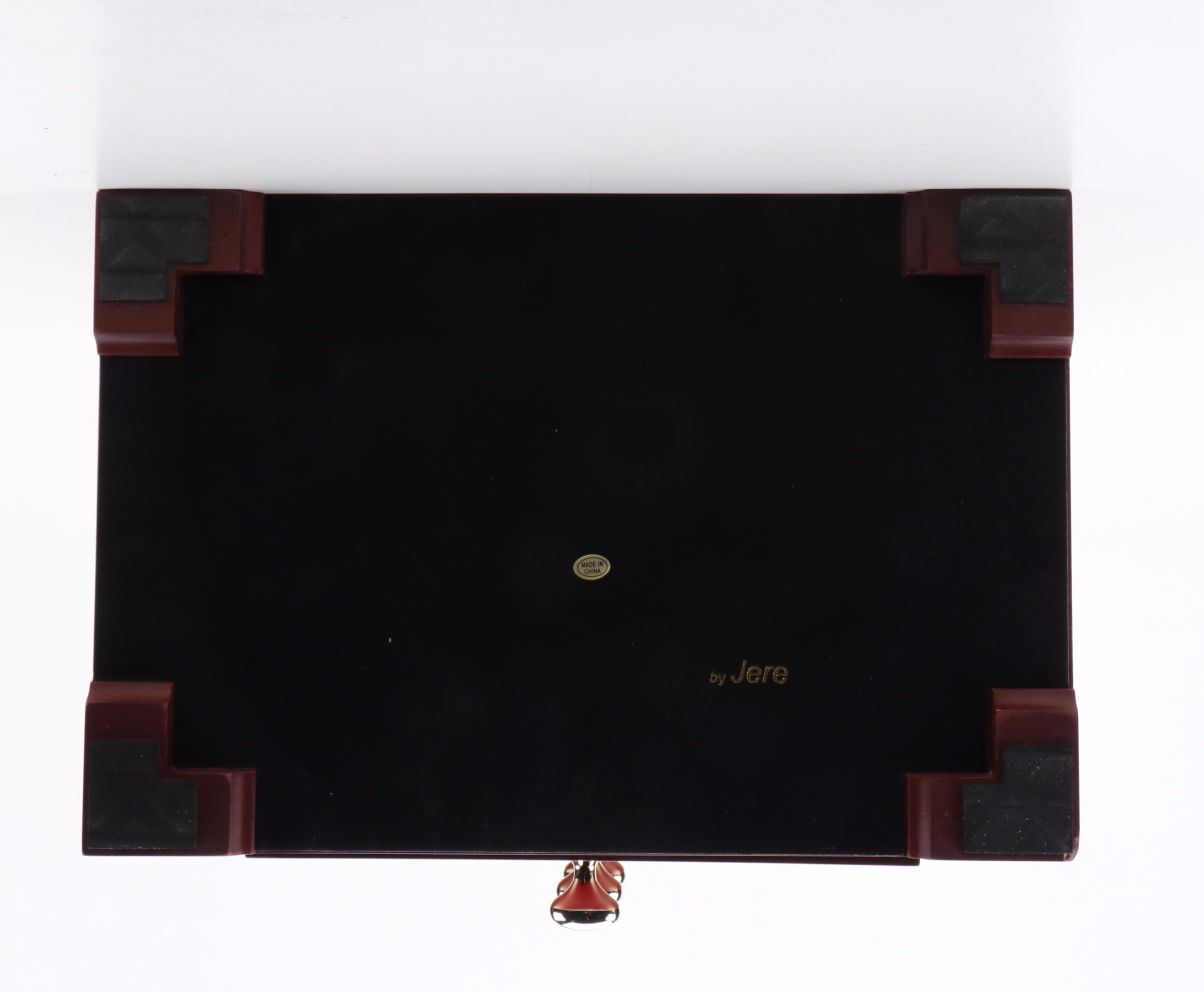 Jere Mahogany Finish Three-Drawer Jewelry Box