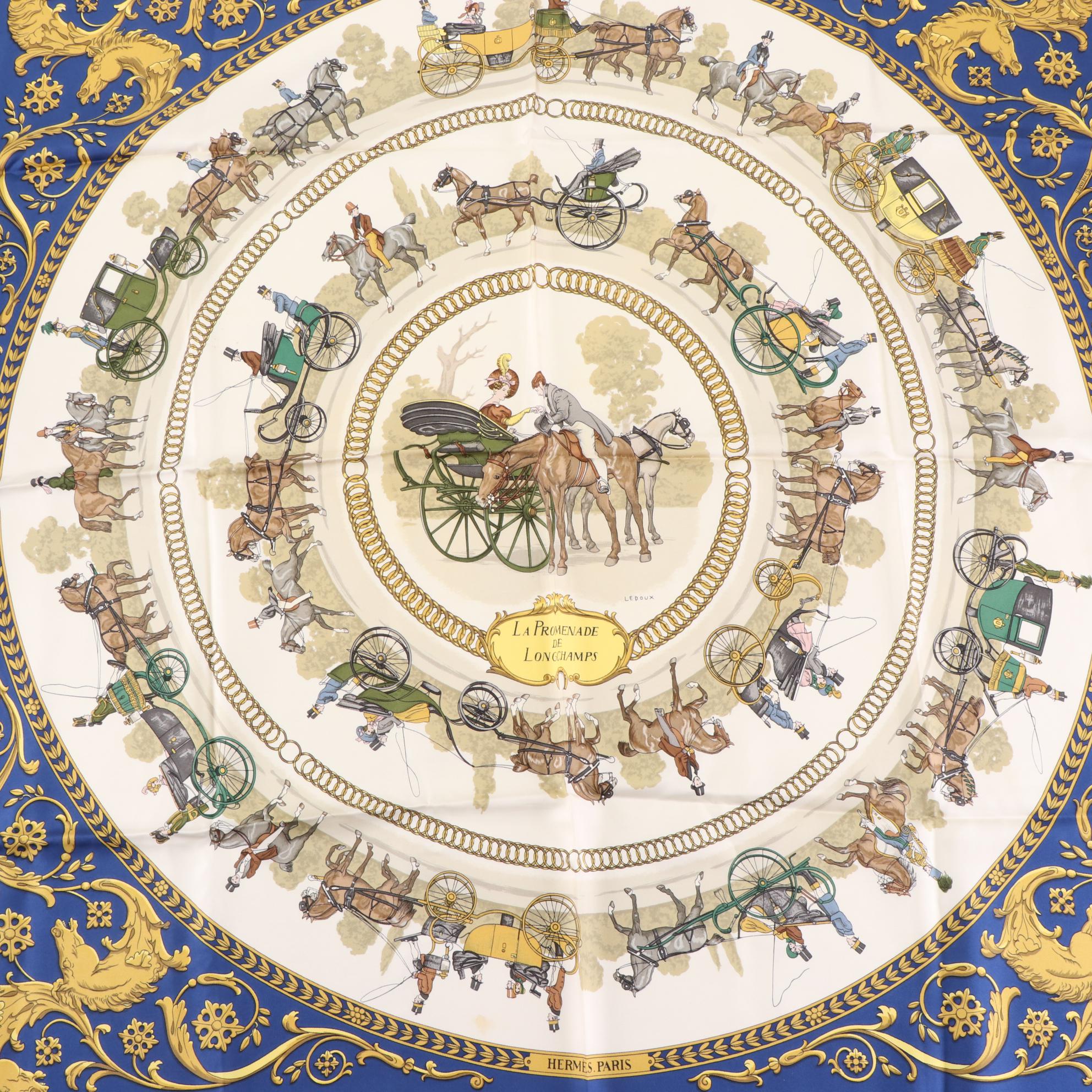 Hermès "La Promenade de Longchamps" Scarf 90 in Silk Twill