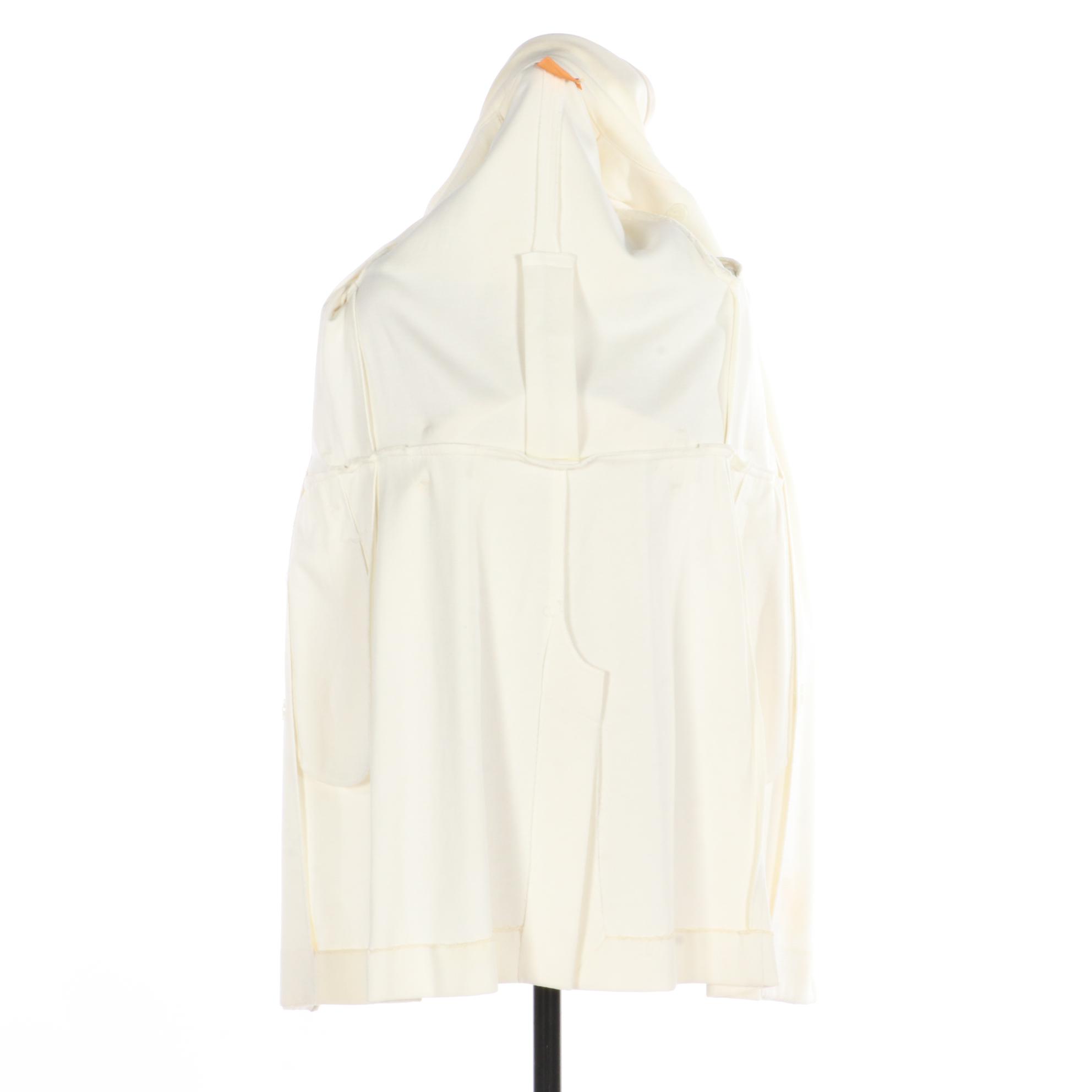 Tory Burch Double-Breasted Short Trench Coat in Double Knit with Leather Trim