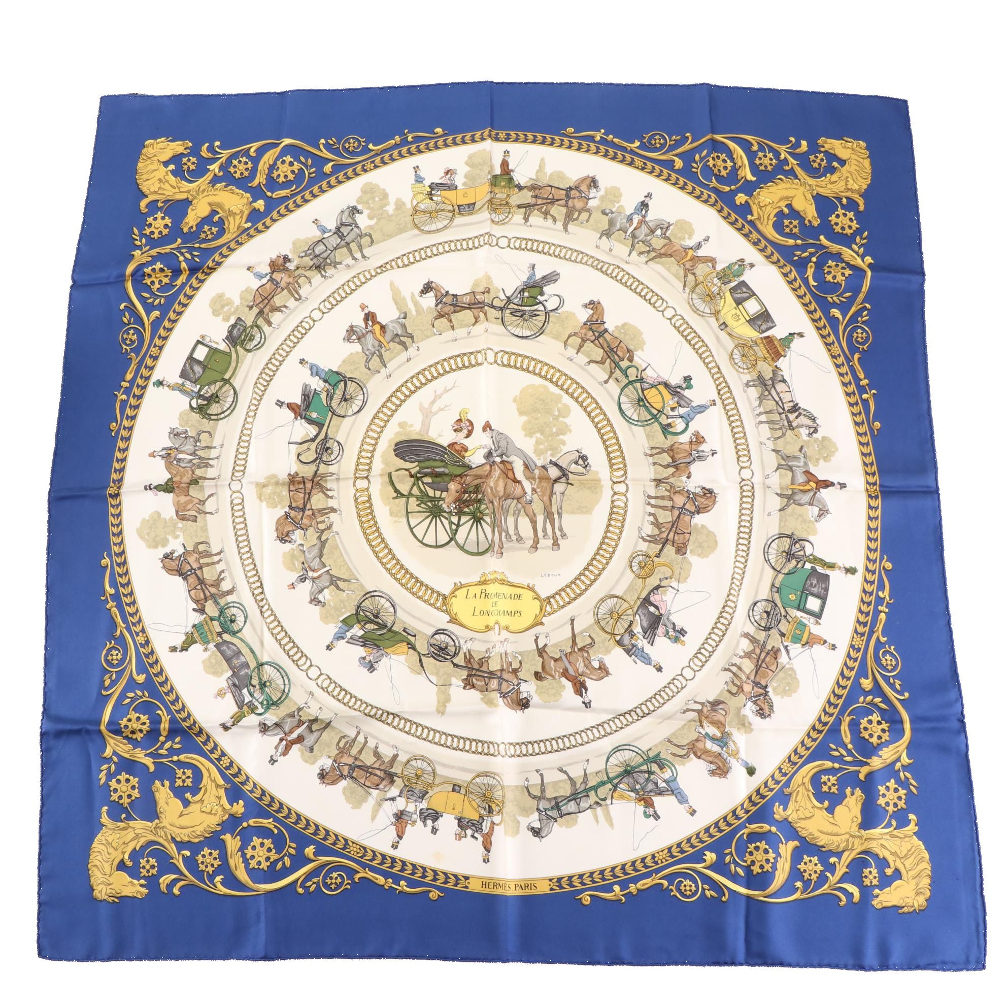Hermès "La Promenade de Longchamps" Scarf 90 in Silk Twill