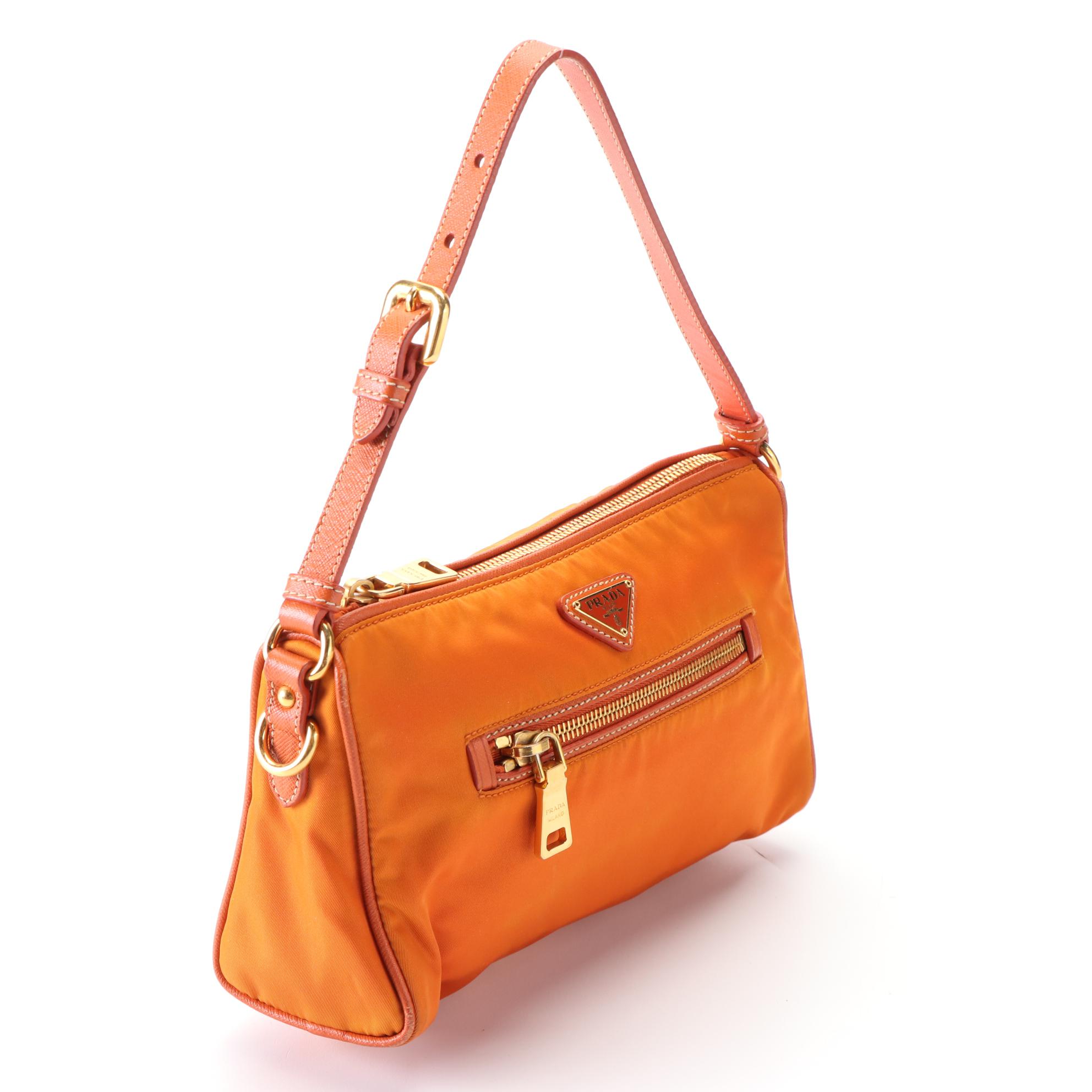 Prada Tessuto Nylon and Leather Baguette